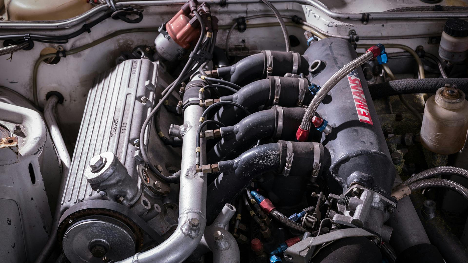 Engine of the Porsche 924 GTP before restoration.