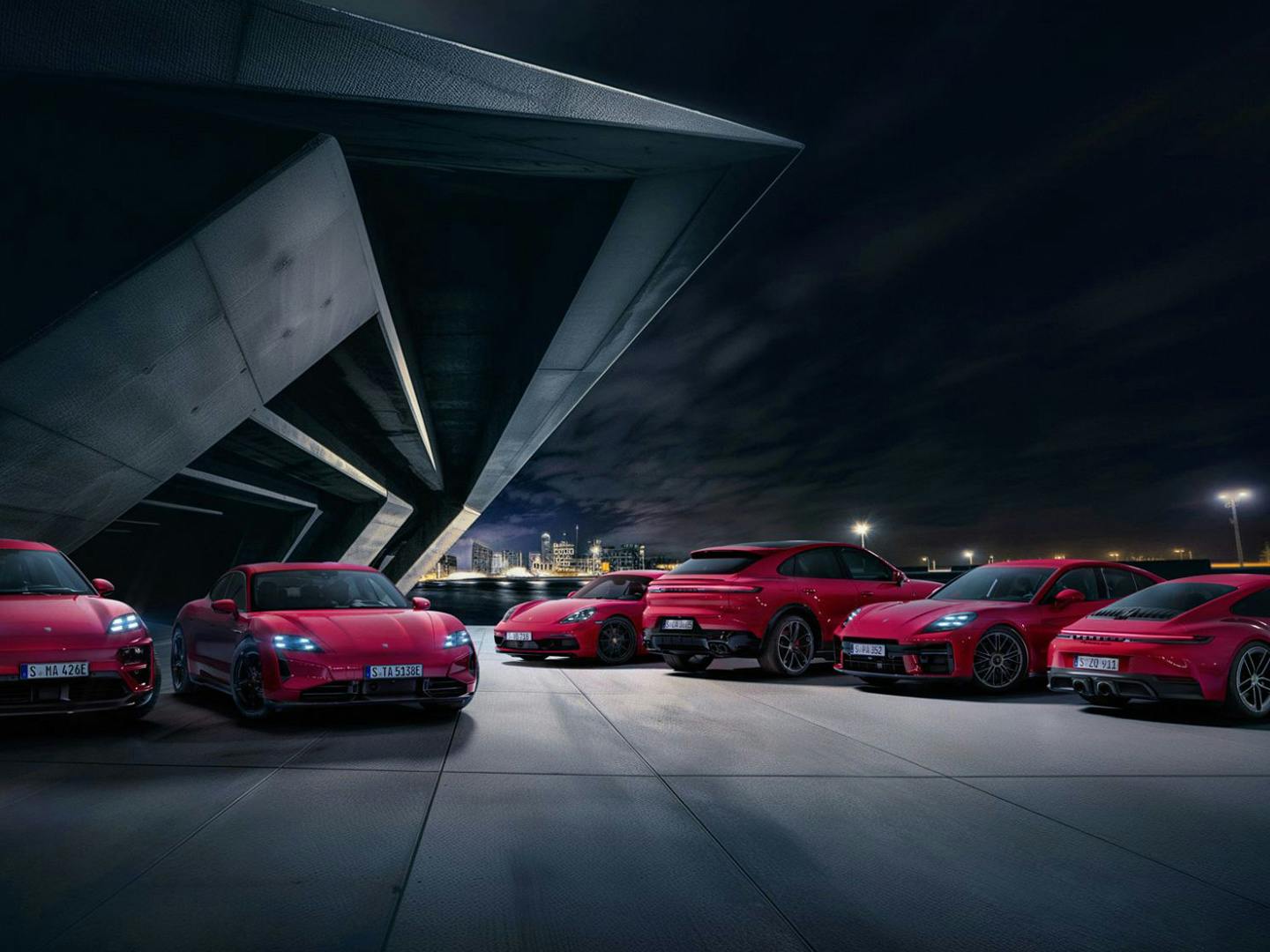 Porsche cars on the road