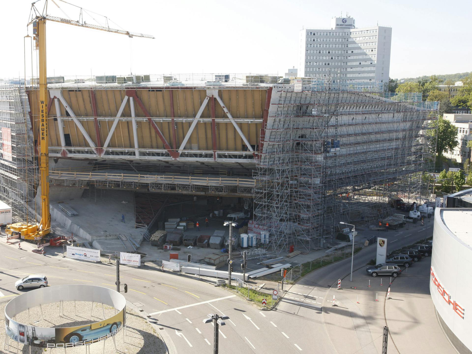 Die Baustelle des Porsche Museums als es gebaut wurde