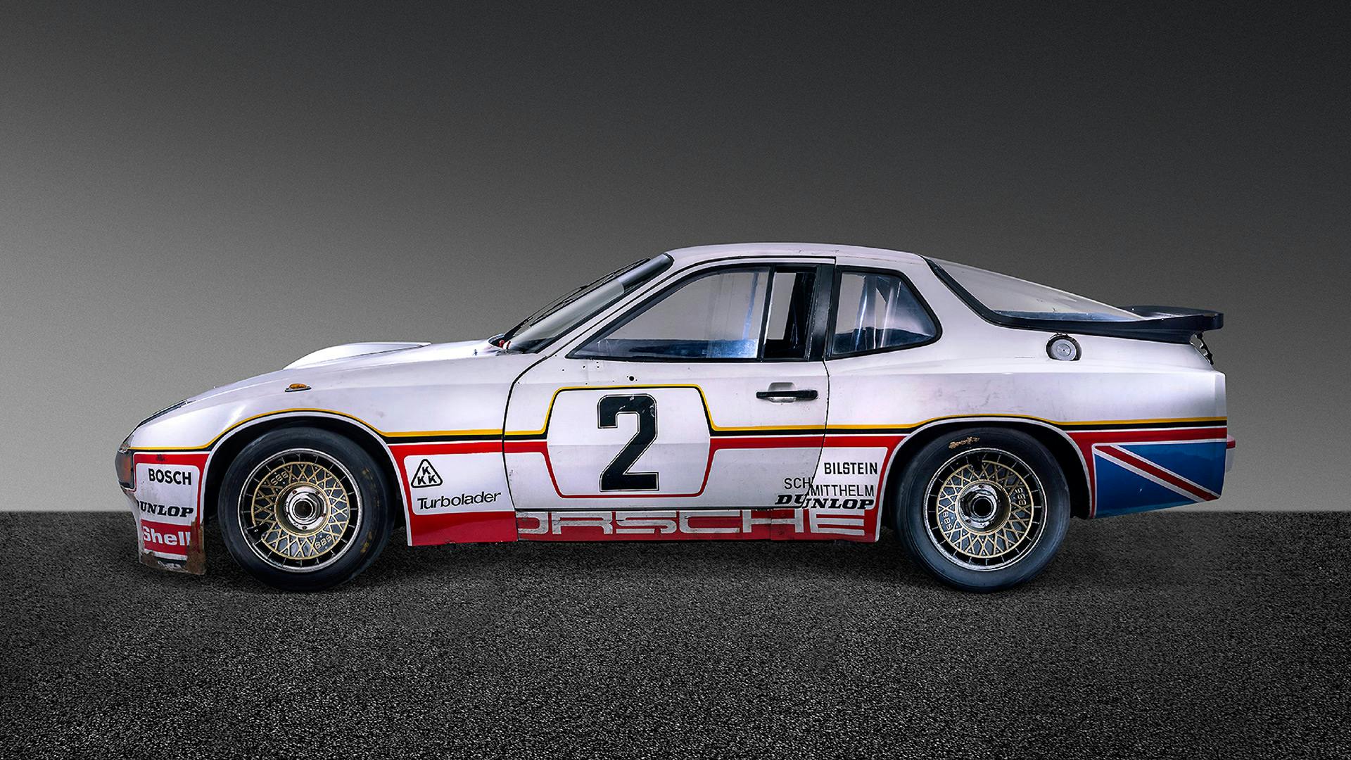 Side view of the Porsche 924 GTP before restoration.