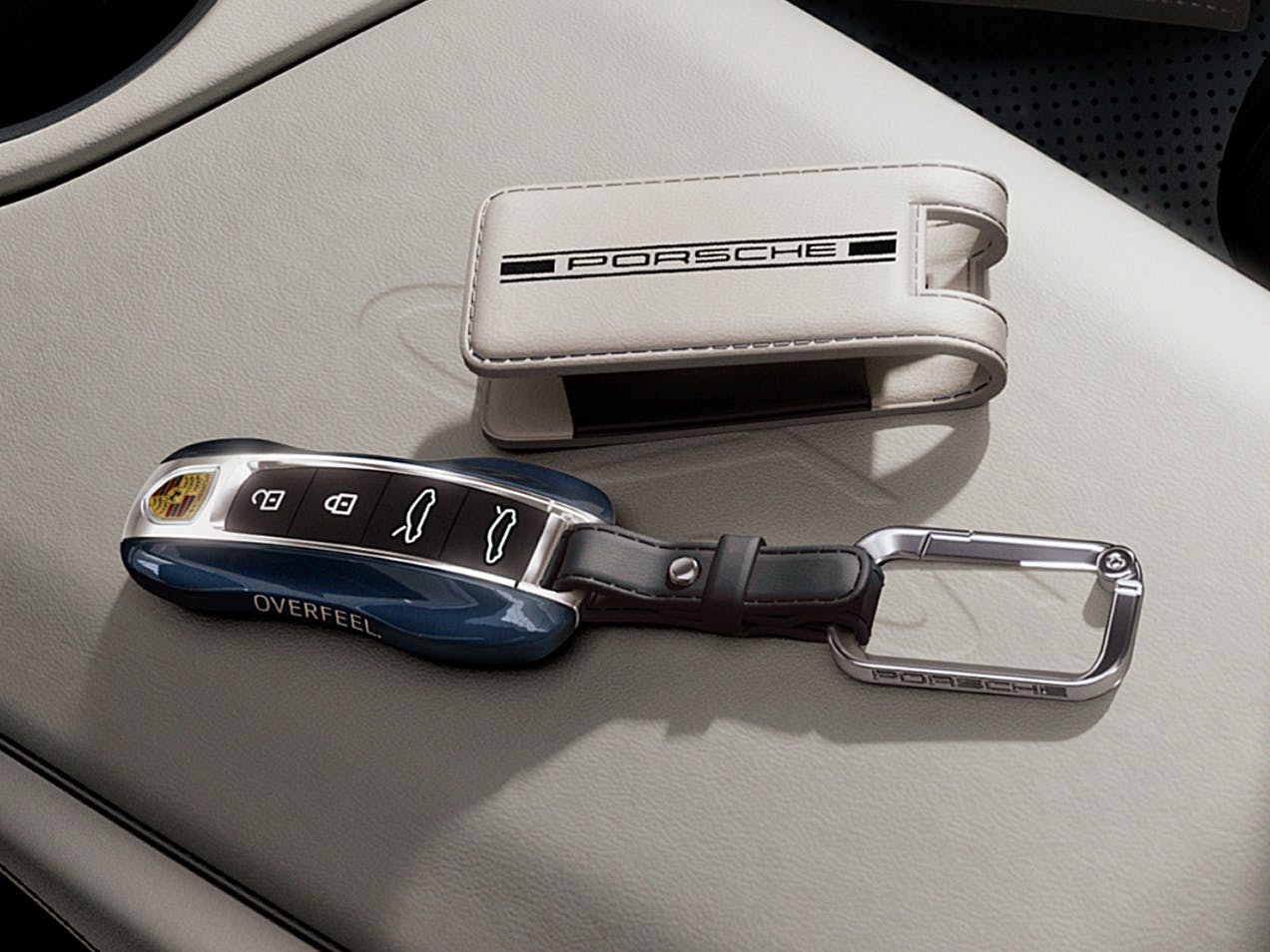 Painted, personalised vehicle key with case for the Porsche Taycan GTS.