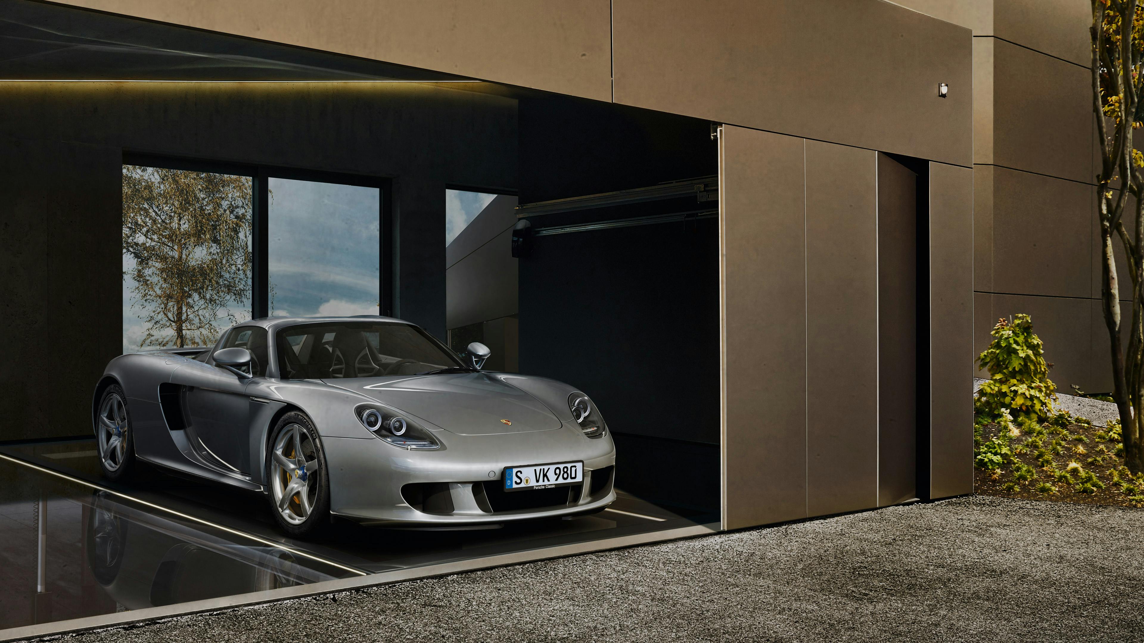 Porsche Carrera GT in a garage