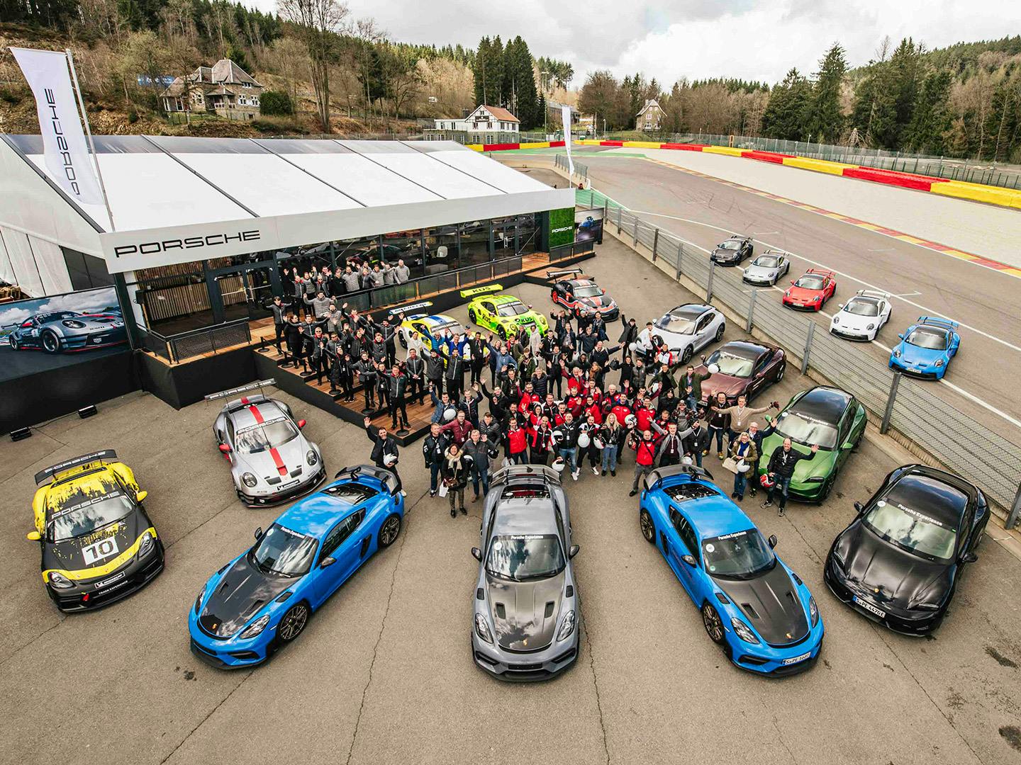 A Porsche event shot from above.