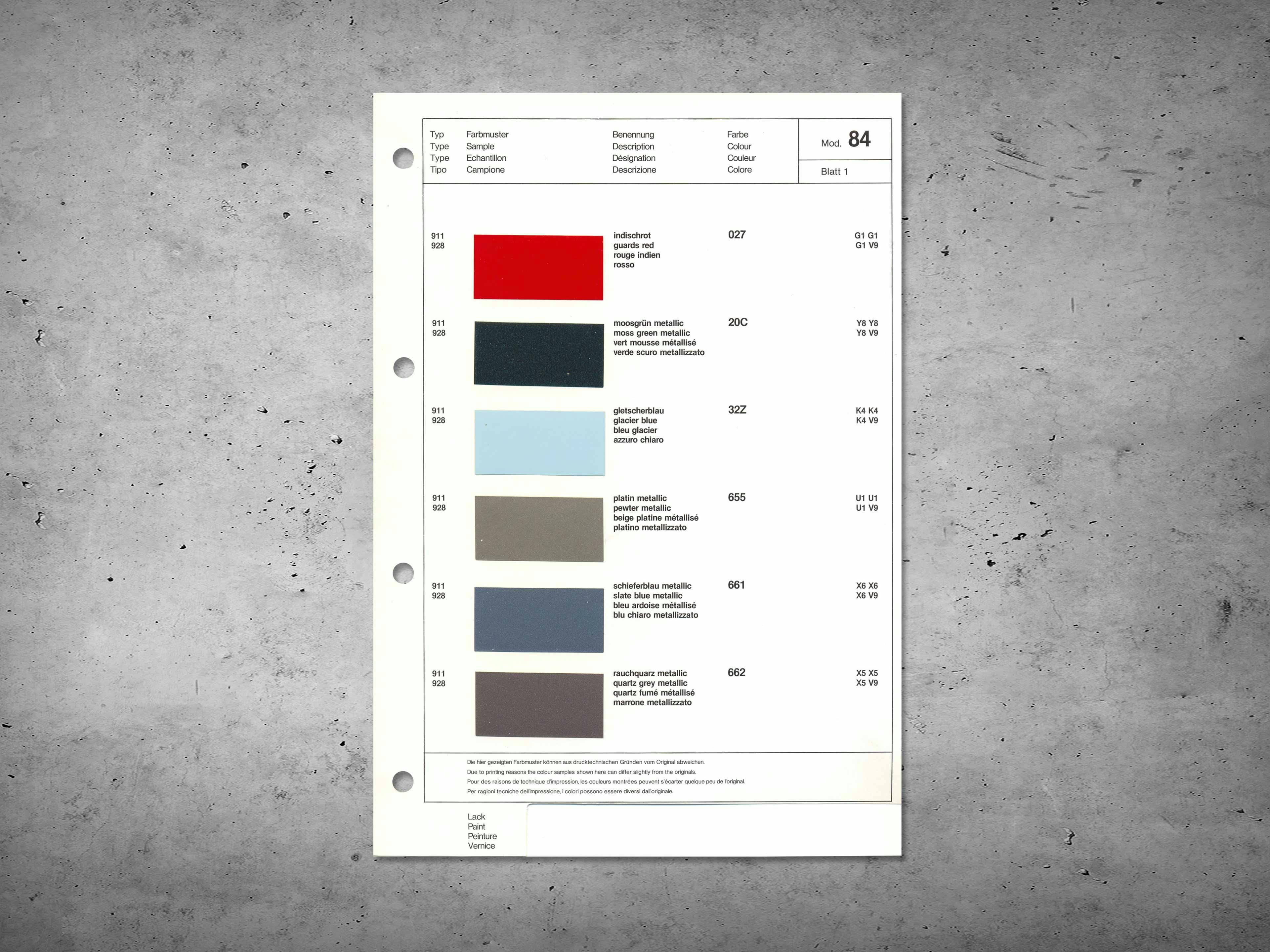928 Colour information MY 1984