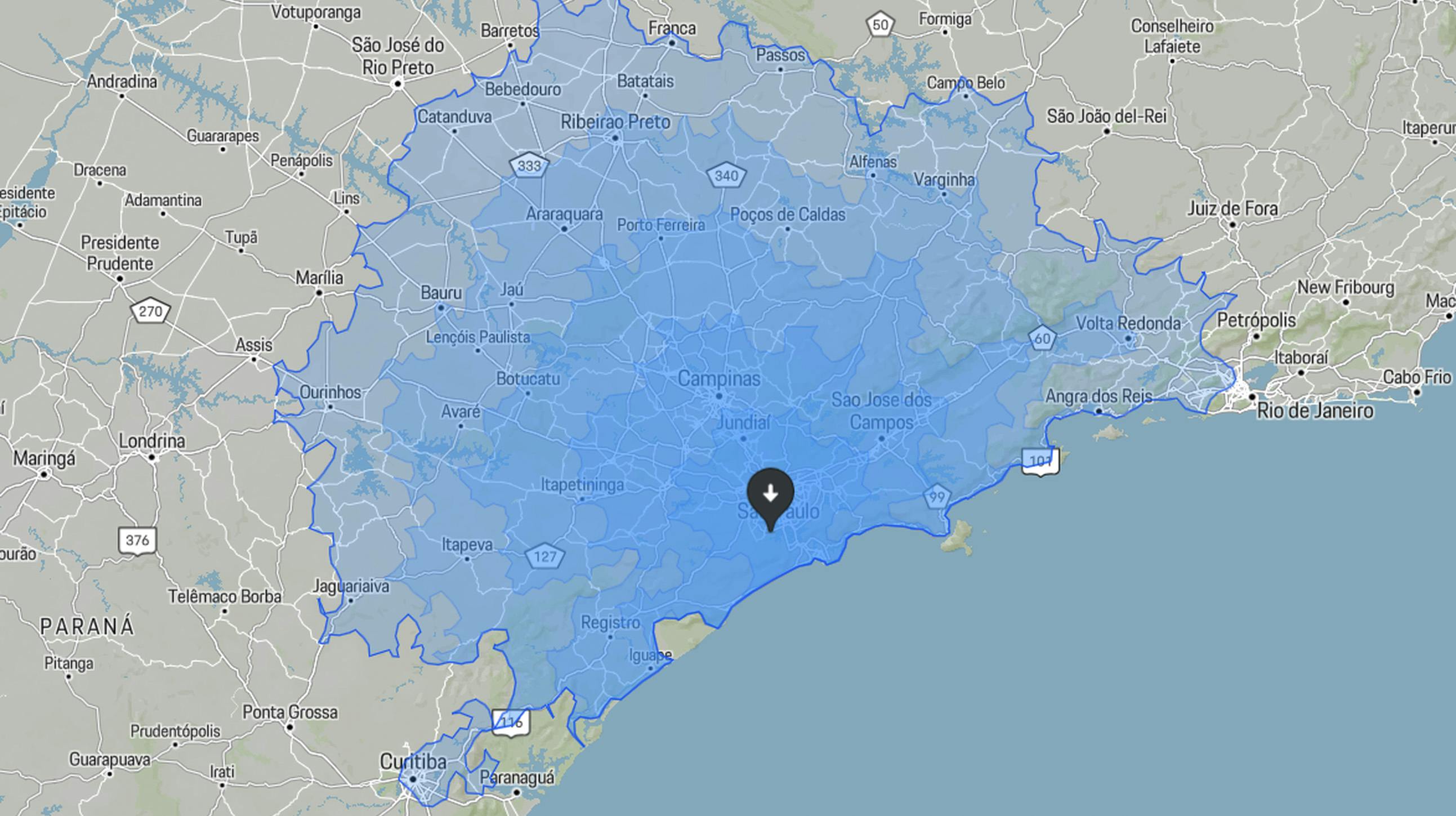 Visualização do Porsche Charge Map com visão geral da autonomia.