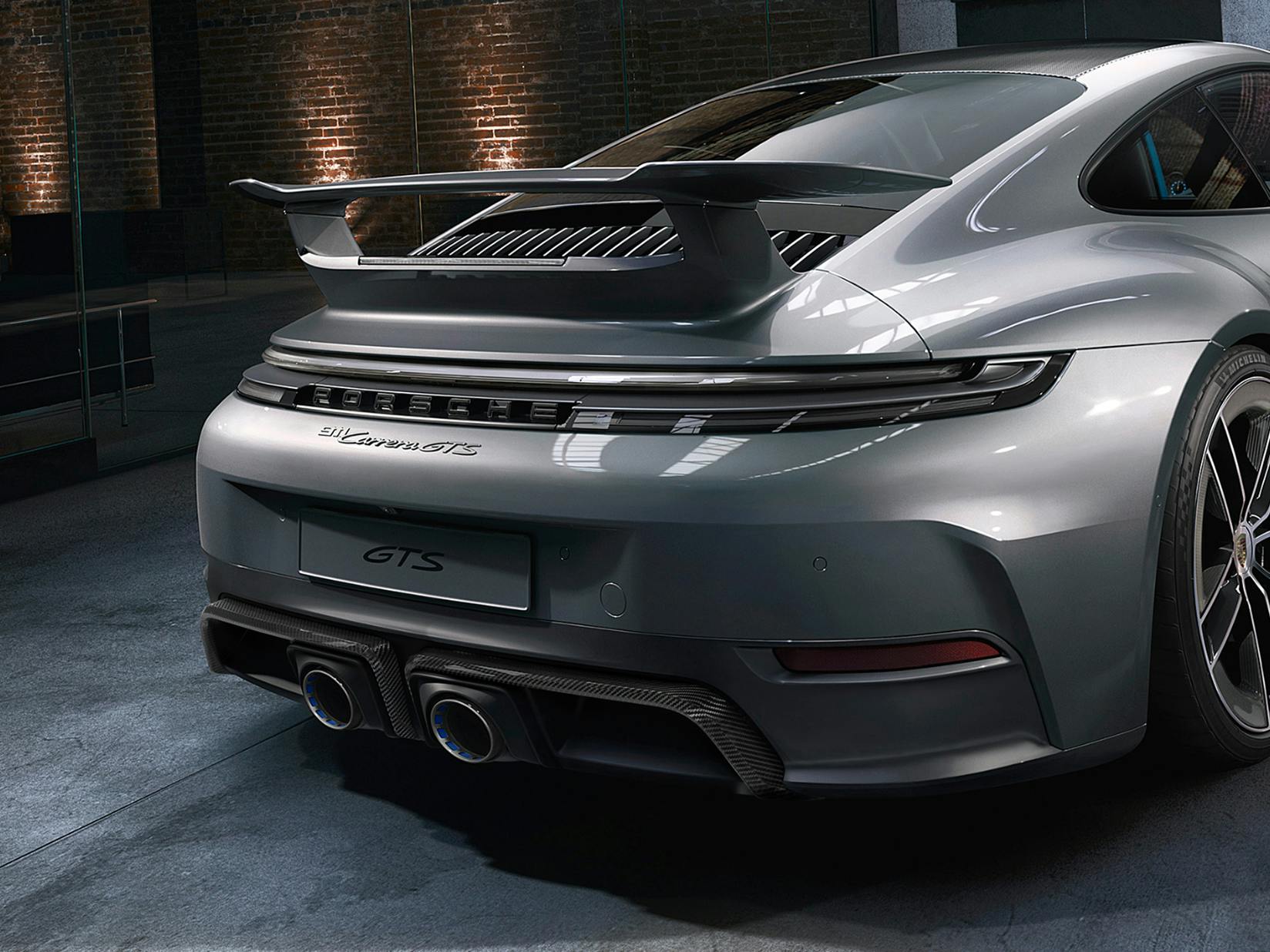 Rear view of the Porsche Exclusive Manufaktur 911 Carrera GTS.