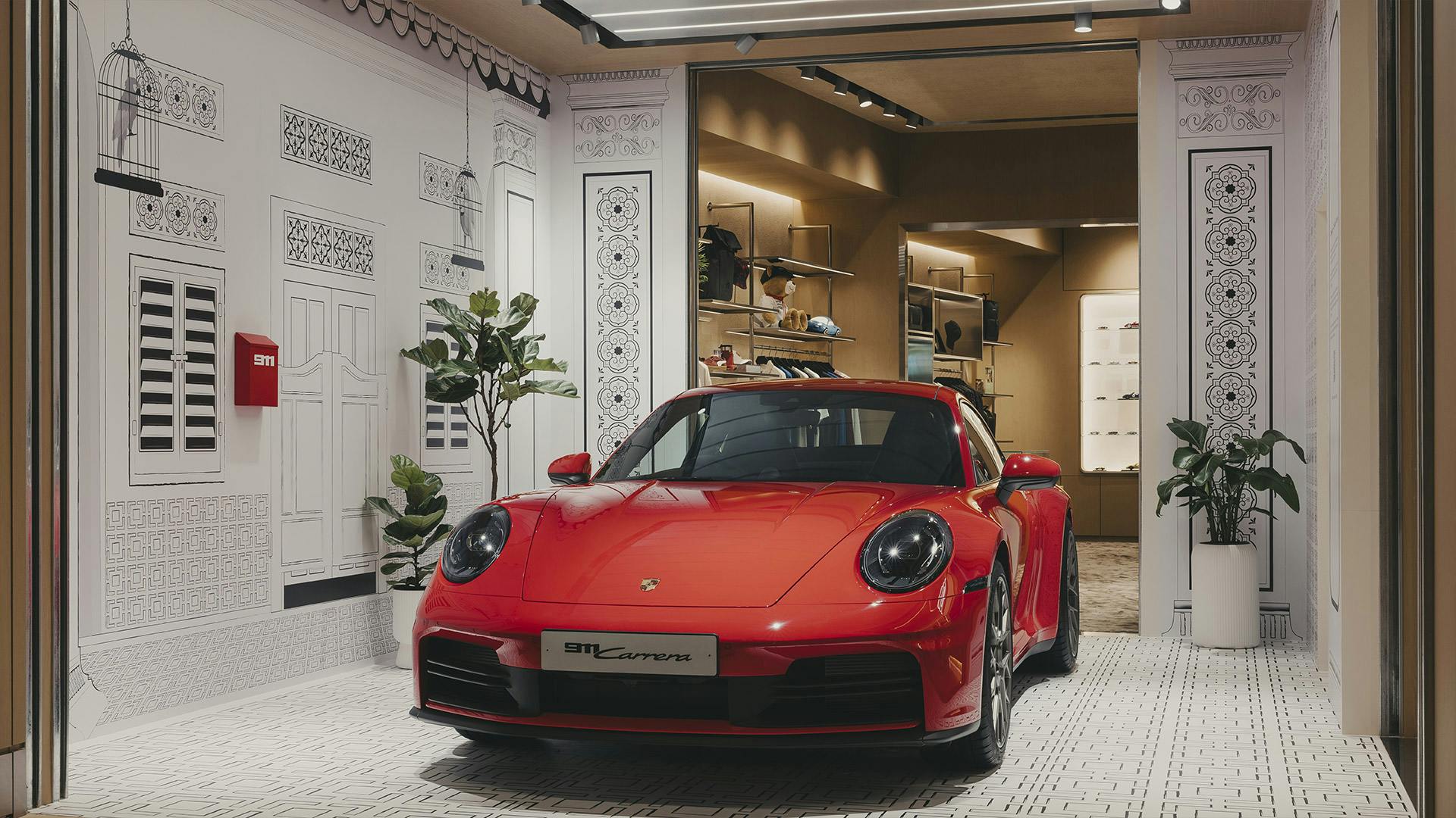 The Culture Garage features a Porsche 911 set against Joo Chiat Road style shophouses
