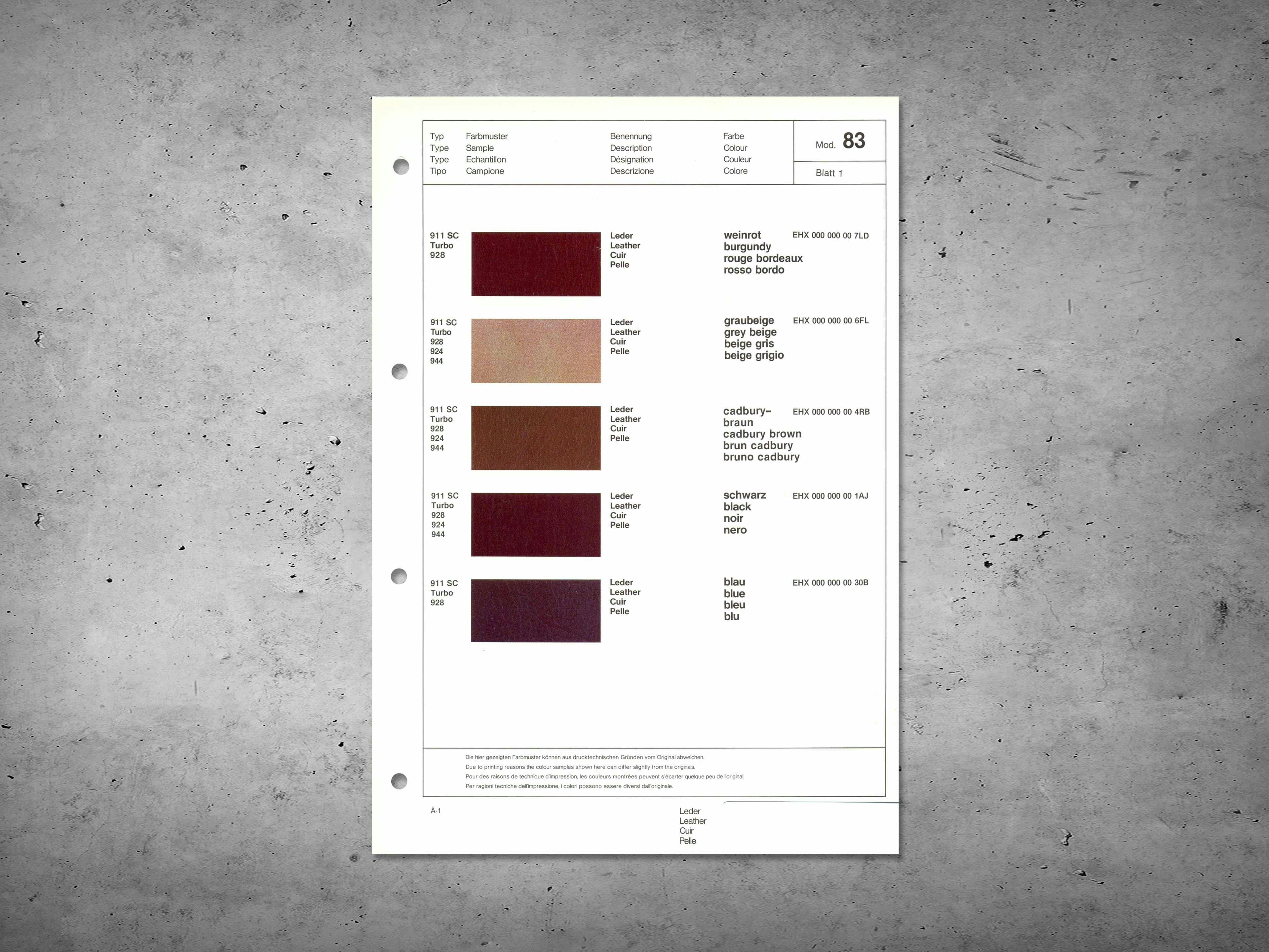 928 Colour information MY 1983