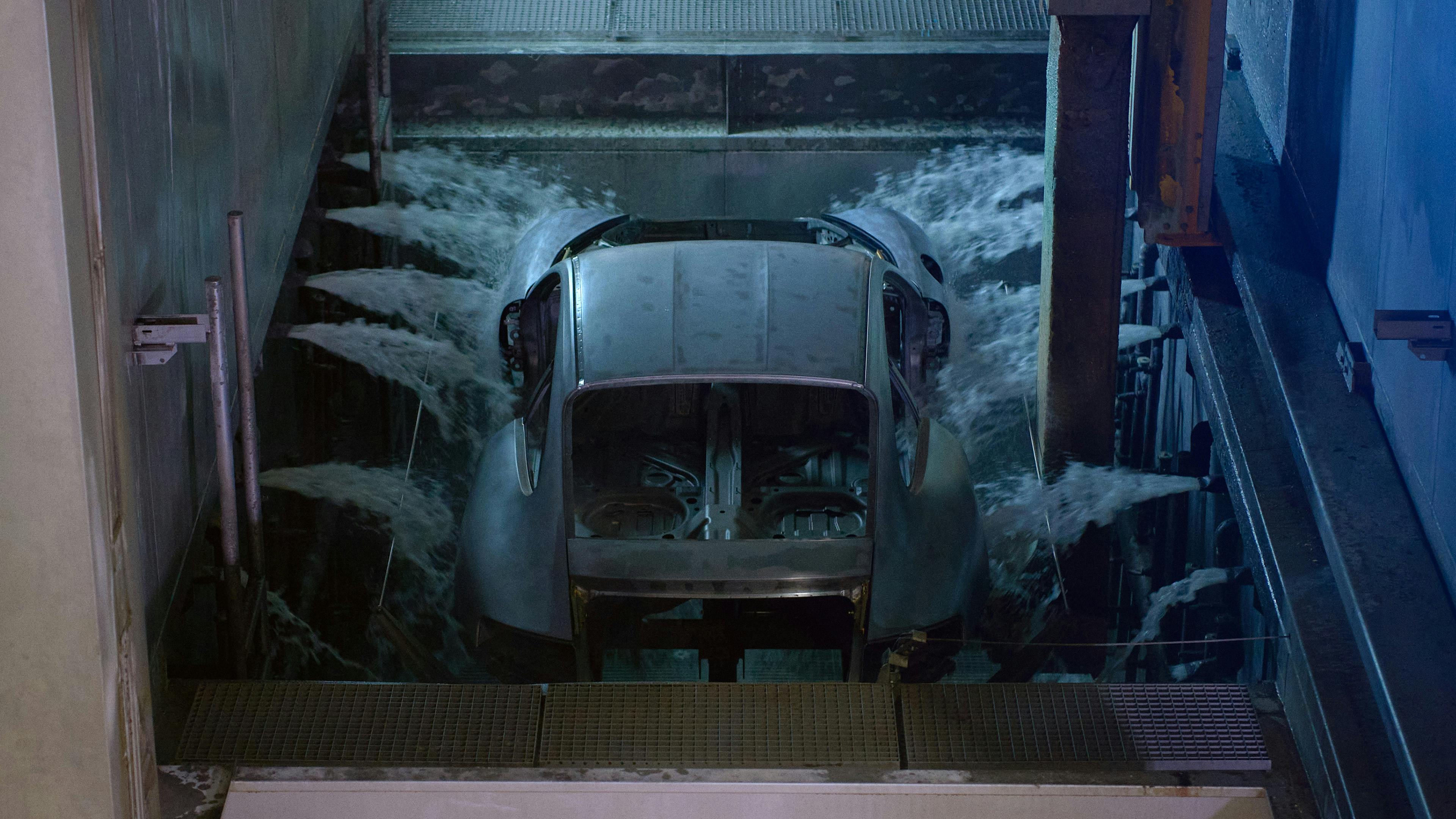 The body-in-white is cleaned.