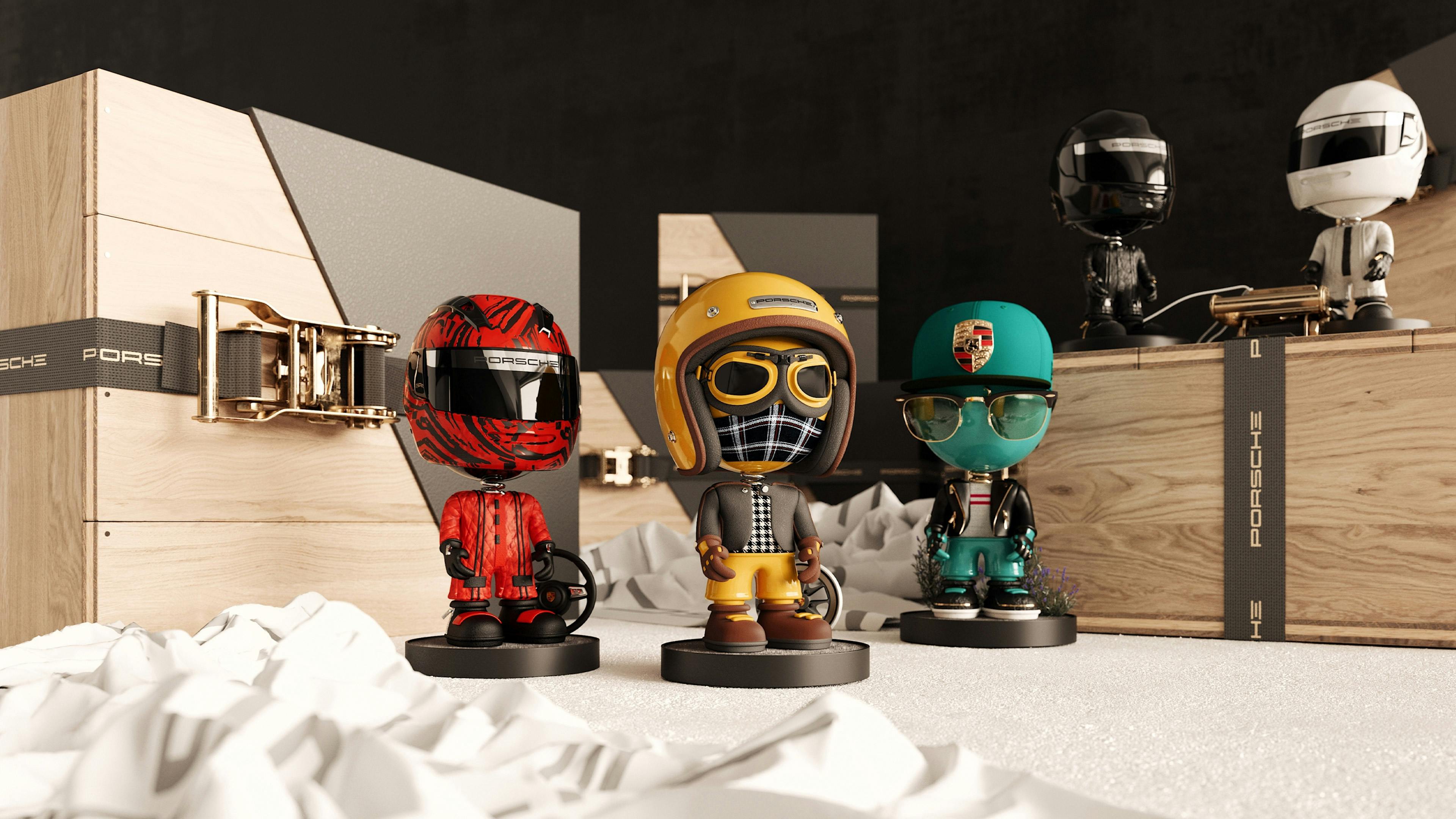 Porsche Pioneers Circle bobble-toys.