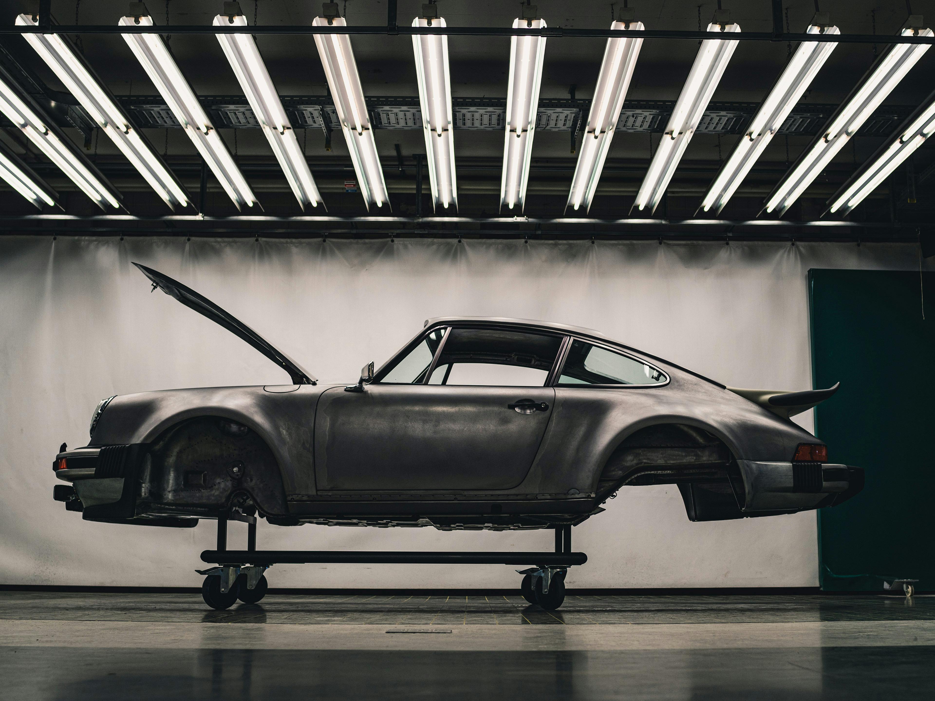 Porsche bodyshell in the workshop