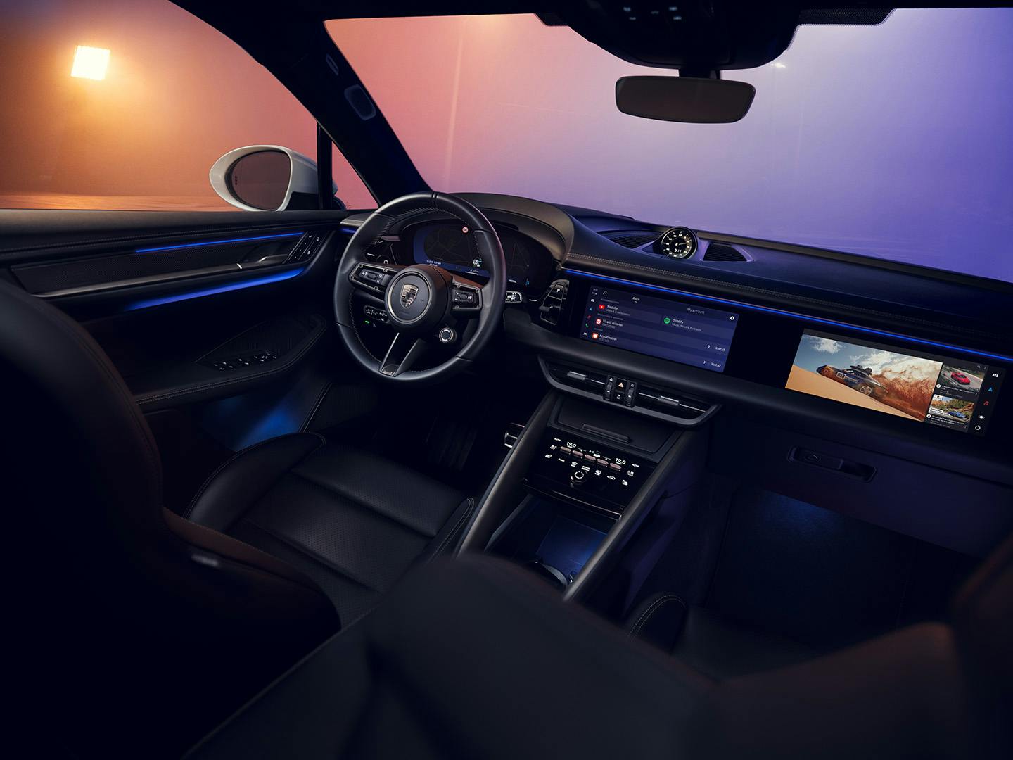 Das Interior des Macan Turbo mit einem hochdigitalisiertem Cockpit in der Akzent-Paket turbonit