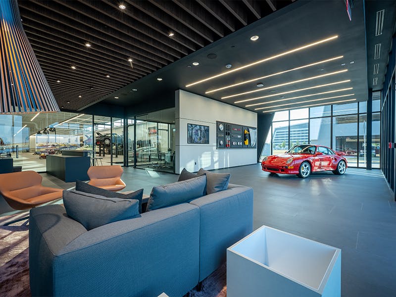 Extract: Burgundy vintage Porsche model.