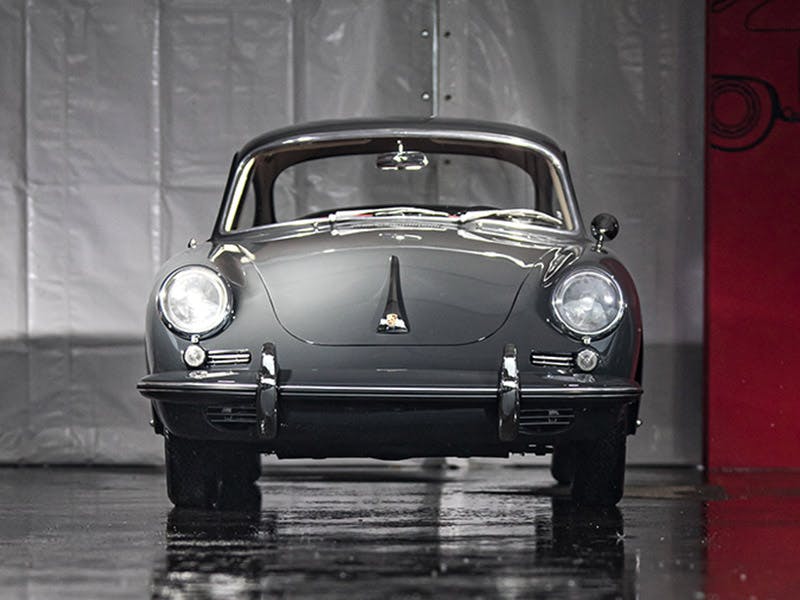 Silver Porsche 356, model year 1964.