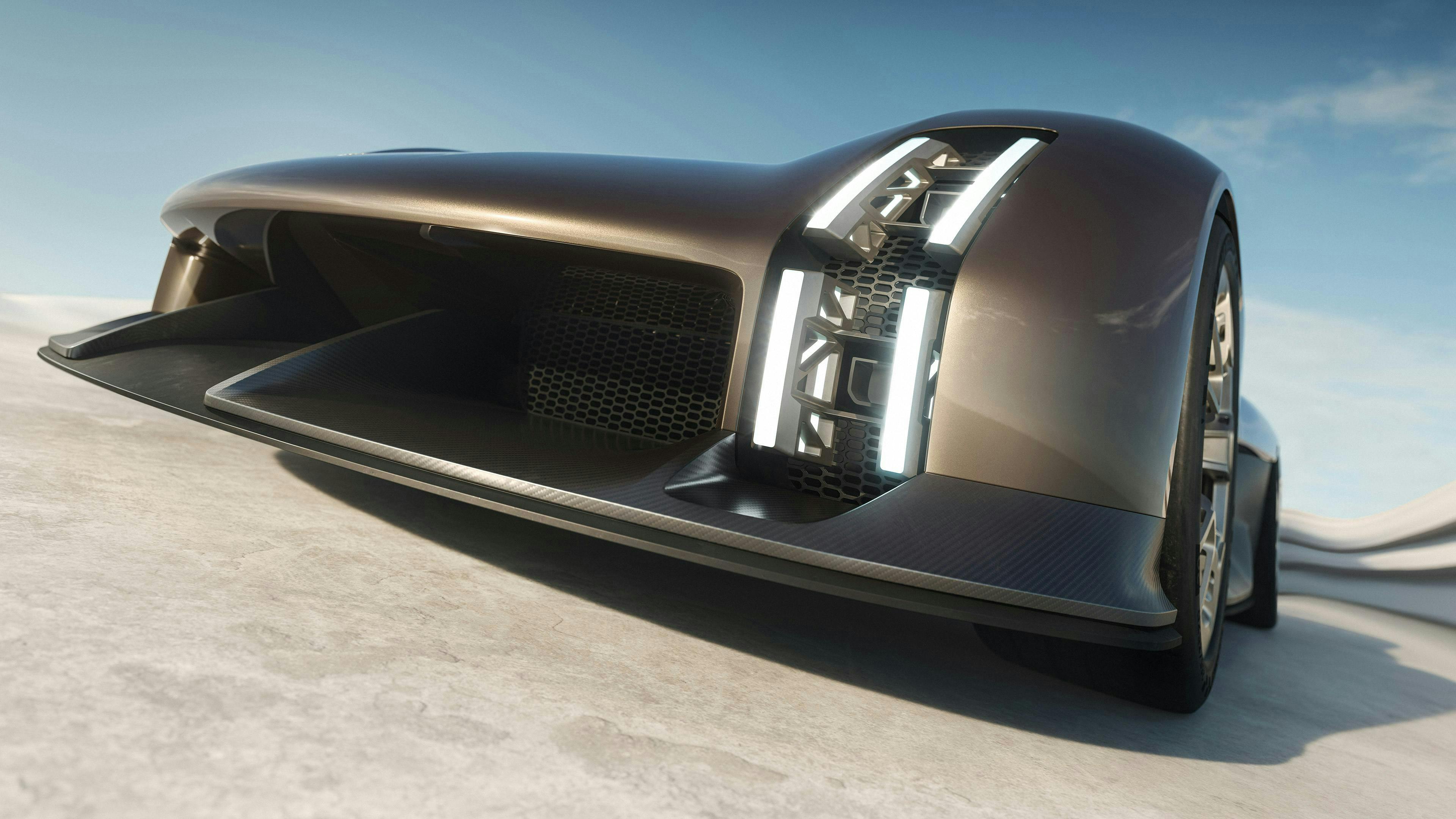 ロケットメタリックのPorsche Mission X 縦型4点式メインヘッドライトの詳細ビュー