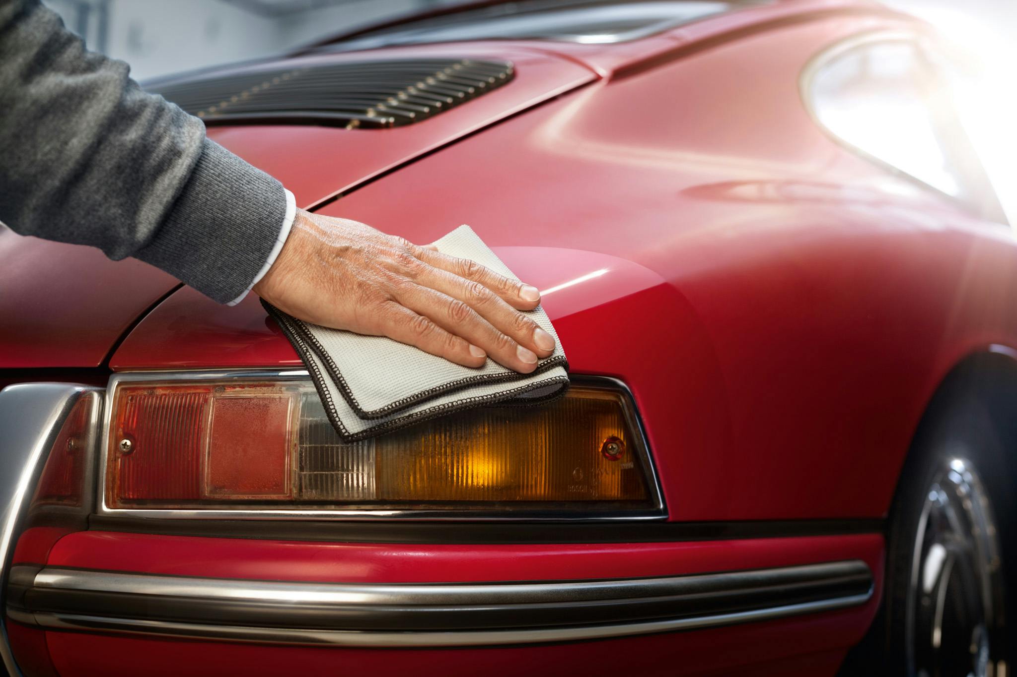 Detail shot: polishing, vintage Porsche