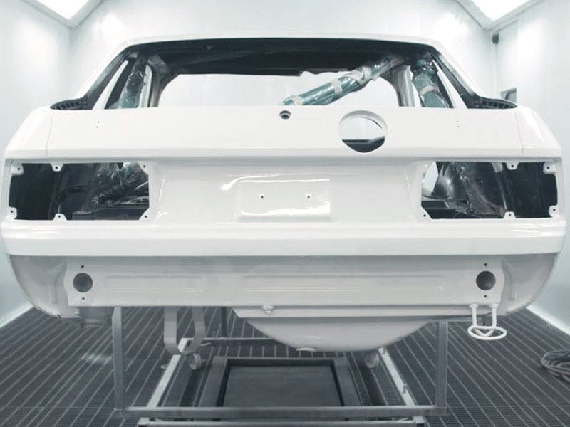 Body shell of the 924 GTP newly painted in white.