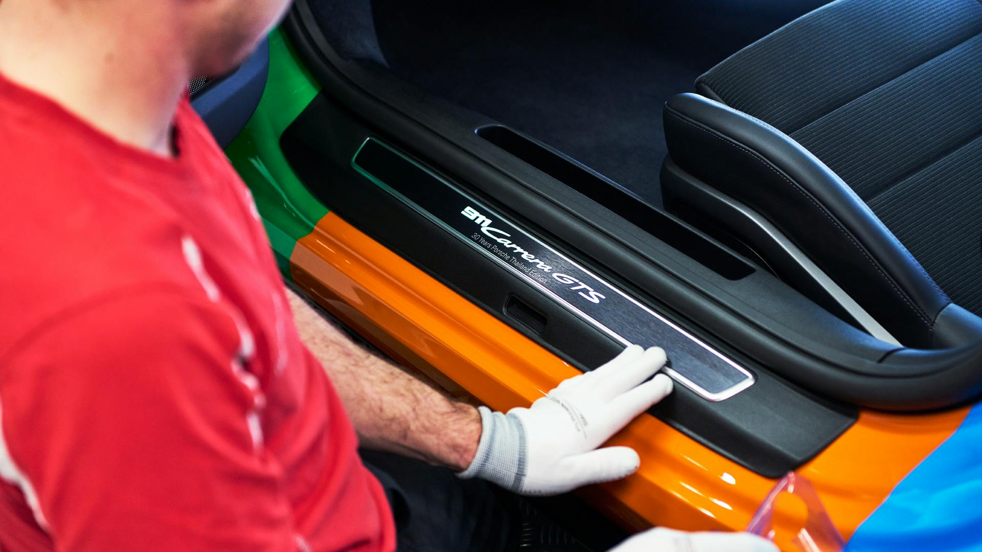 Dreams in Colours: Colourful Interior close-up of 911 Carrera GTS from the 30 Years Porsche Thailand Edition.