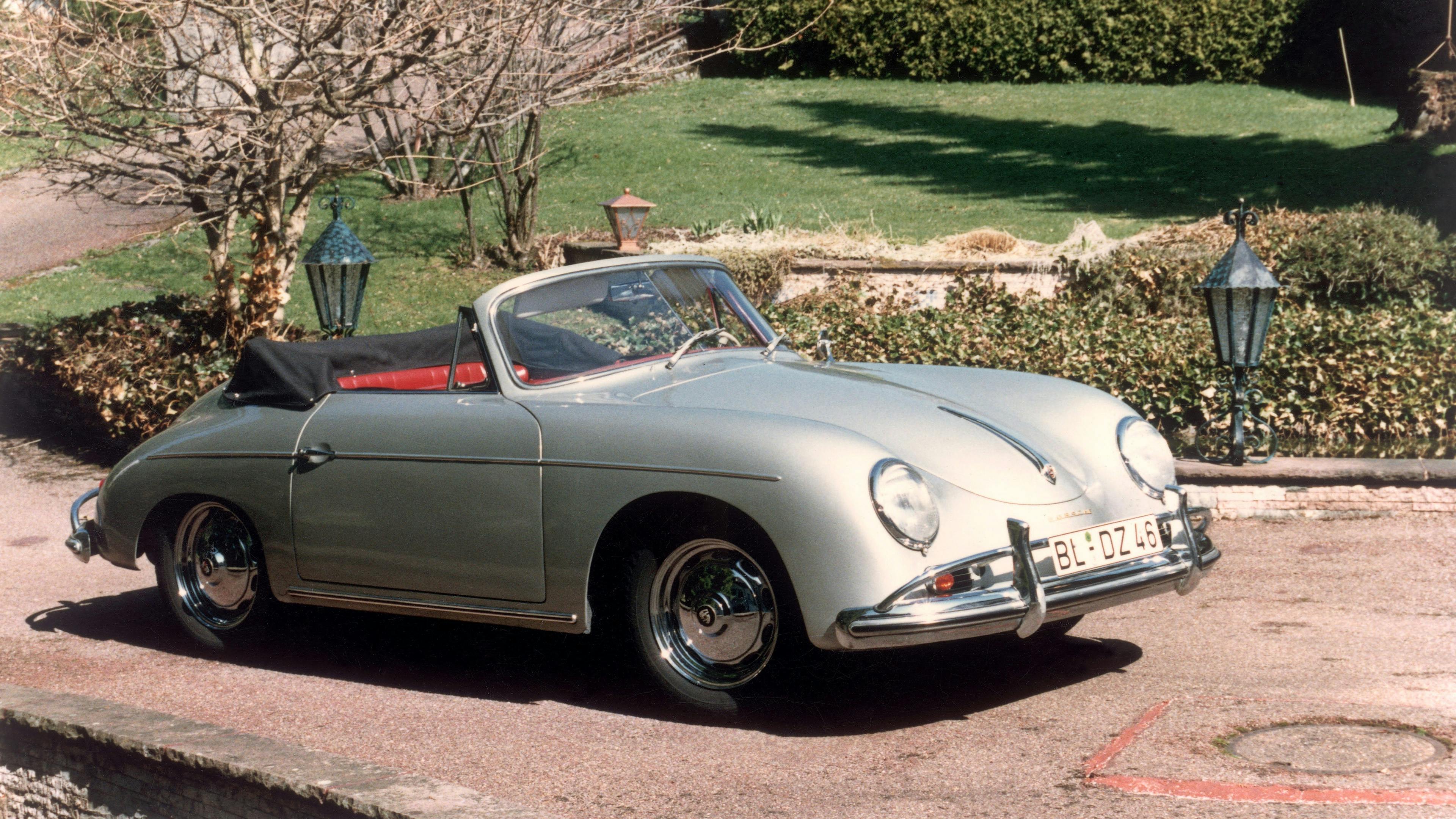 Silver Porsche 356 A 1600  Cabrio