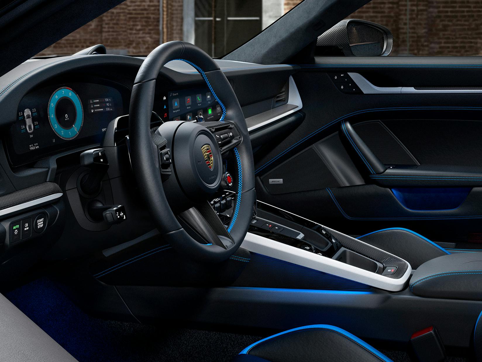 View into the cockpit of the Porsche Exclusive Manufaktur 911 Carrera GTS.
