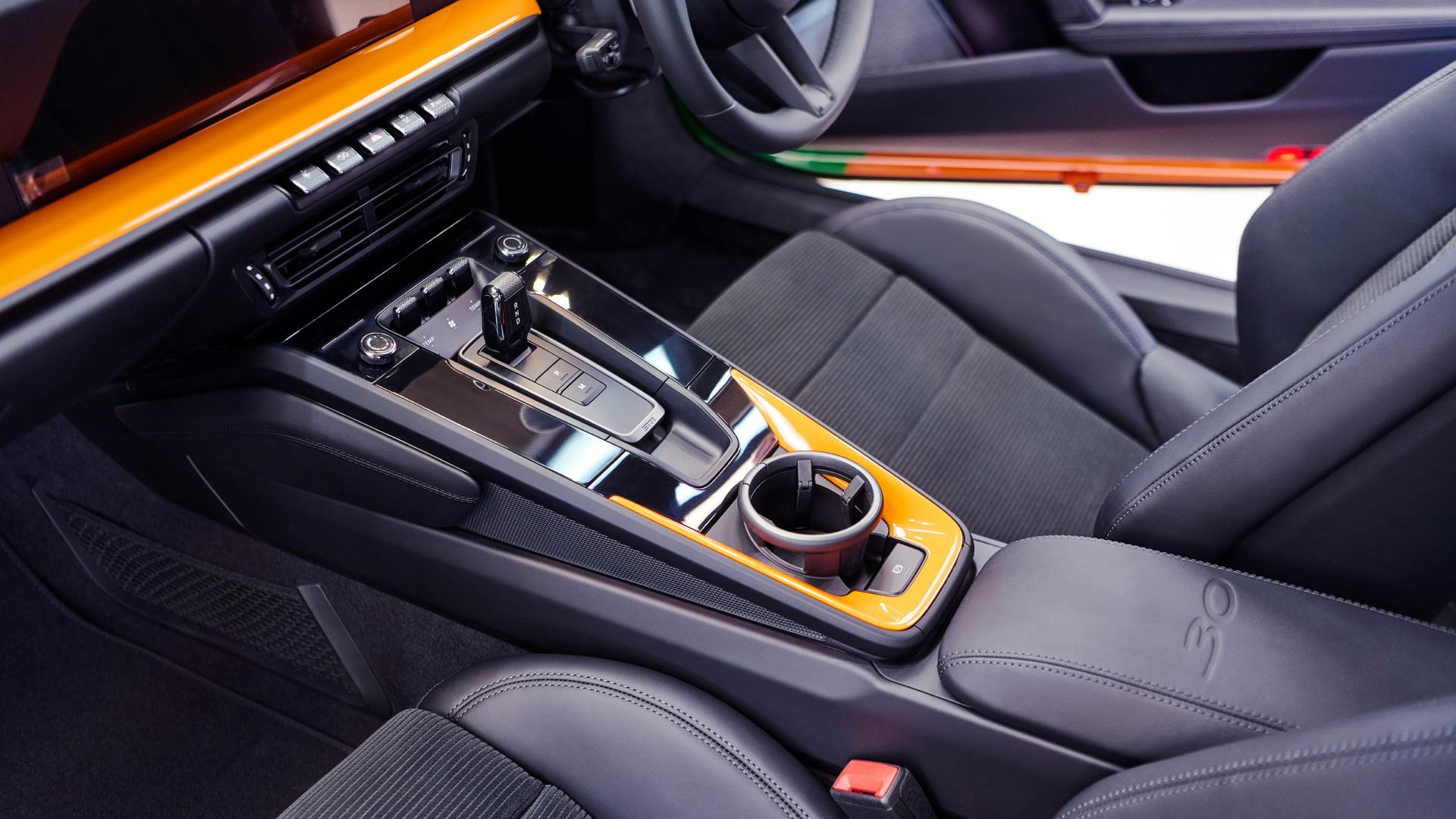 Dreams in Colours: Interior close-up on dashboard with a neon yellow interior trim strip.
