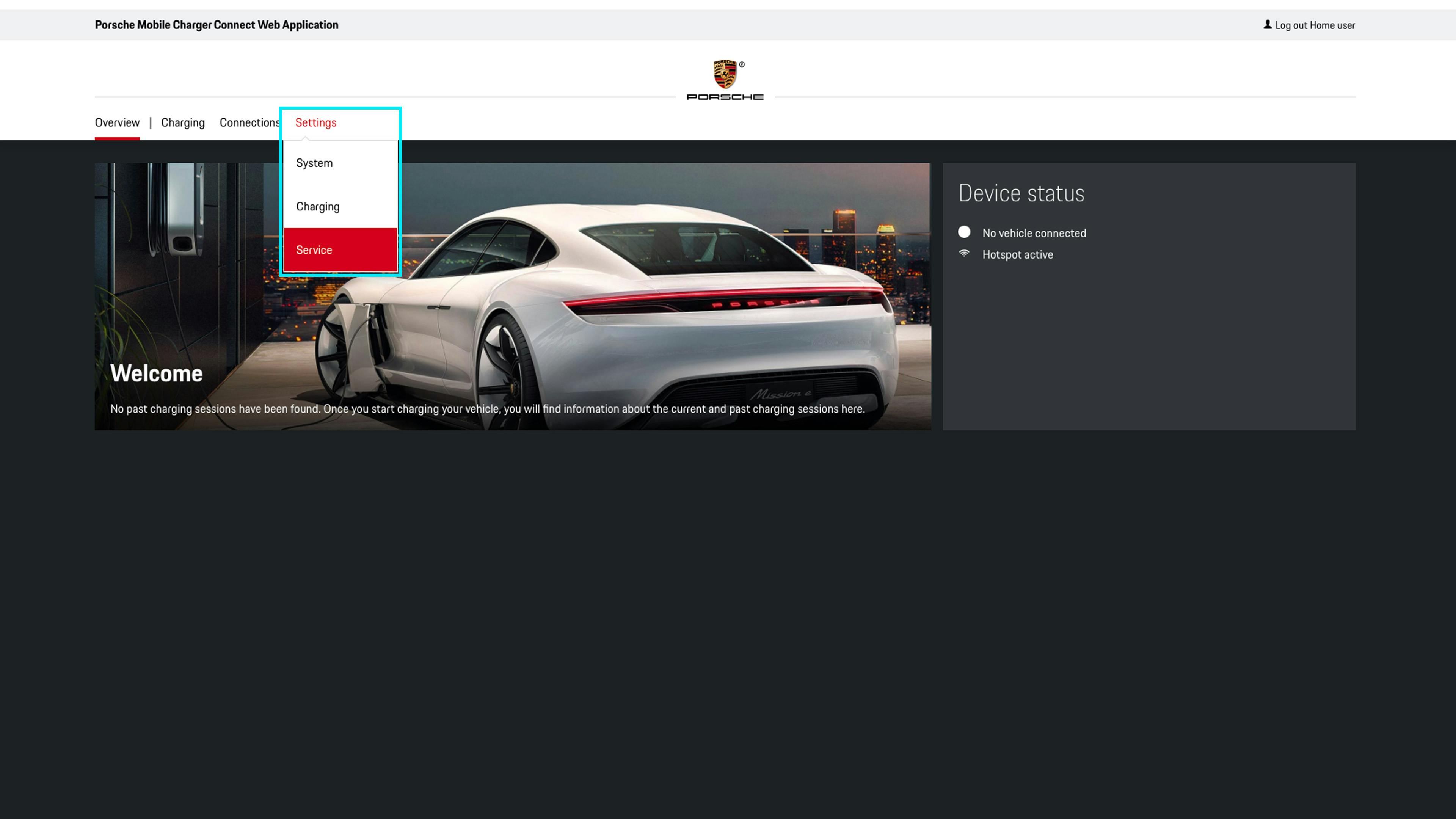Expanded context menu in the web application. The Maintenance entry is selected.