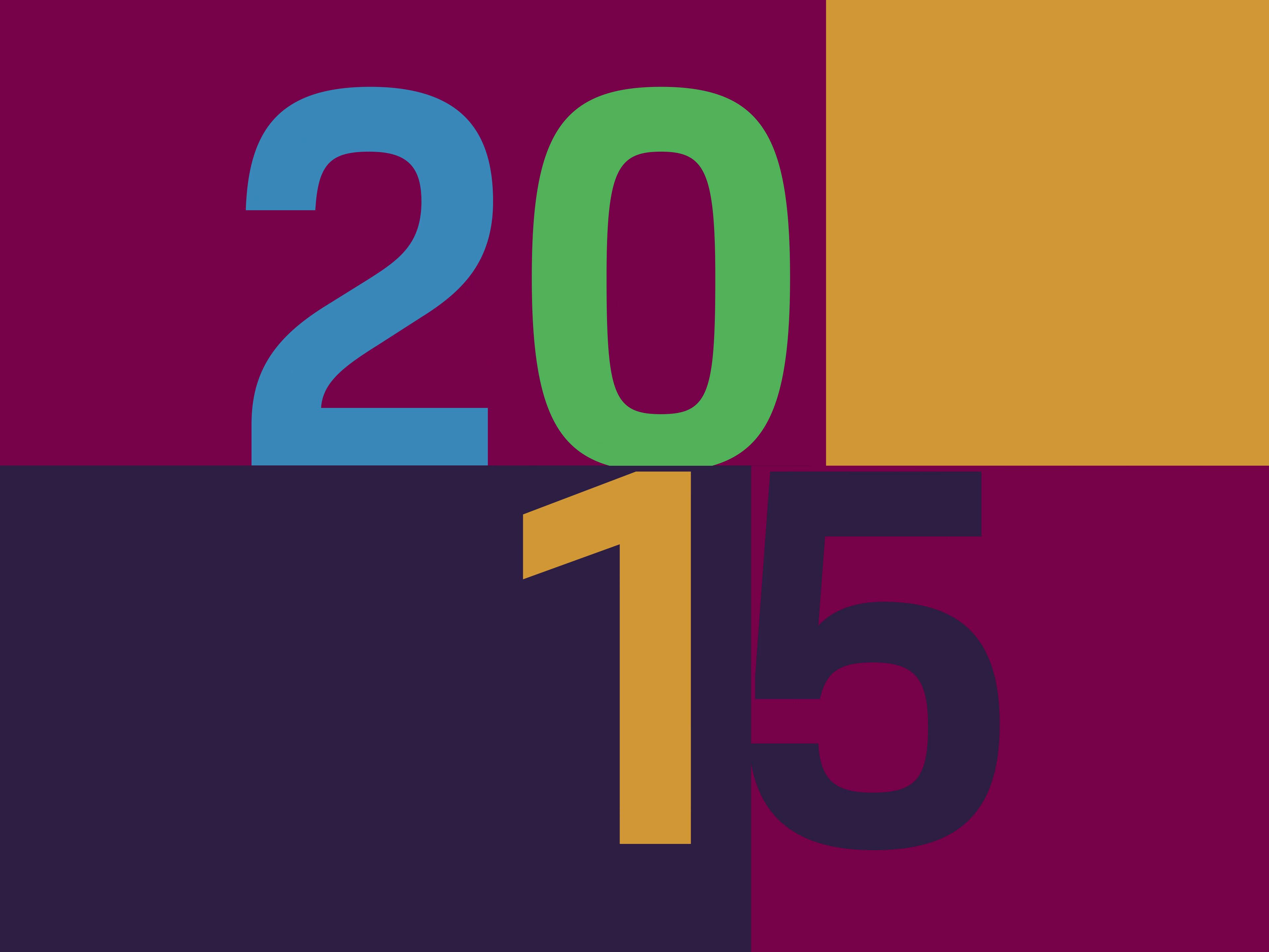 Dreams in Colours: Four coloured squares with big coloured number 2015.