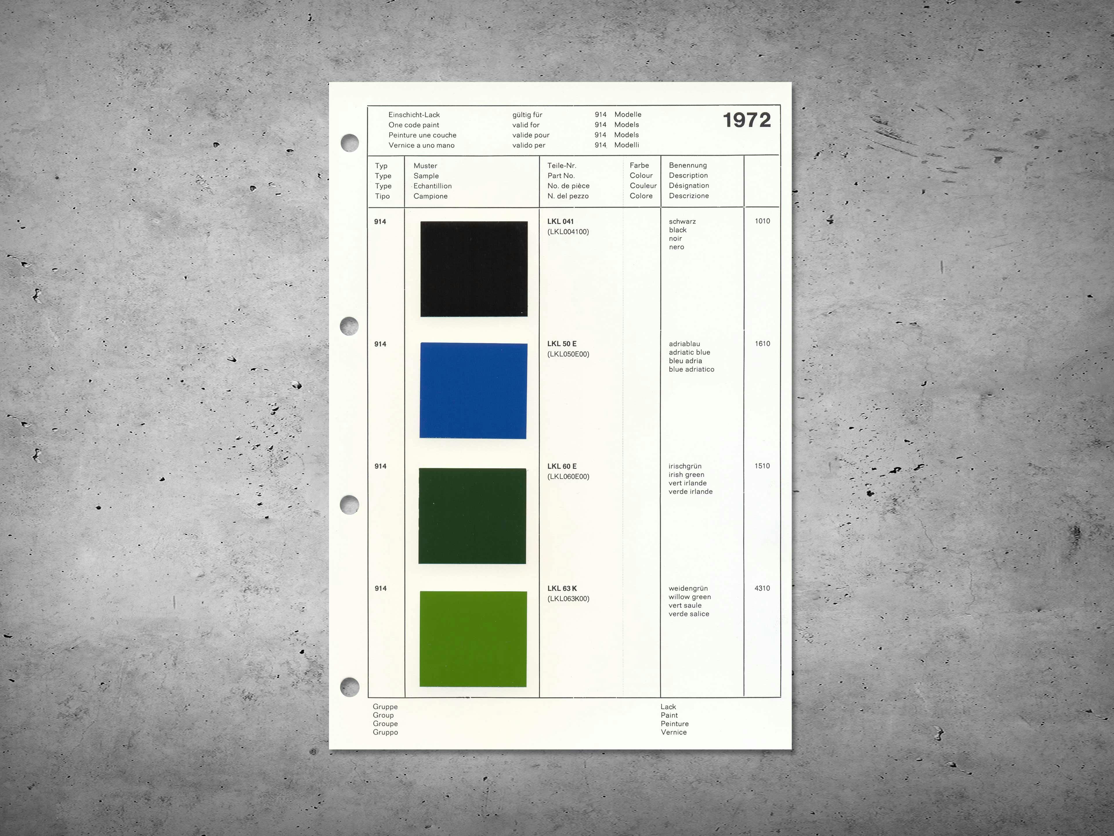 914 Colour information MY 1972