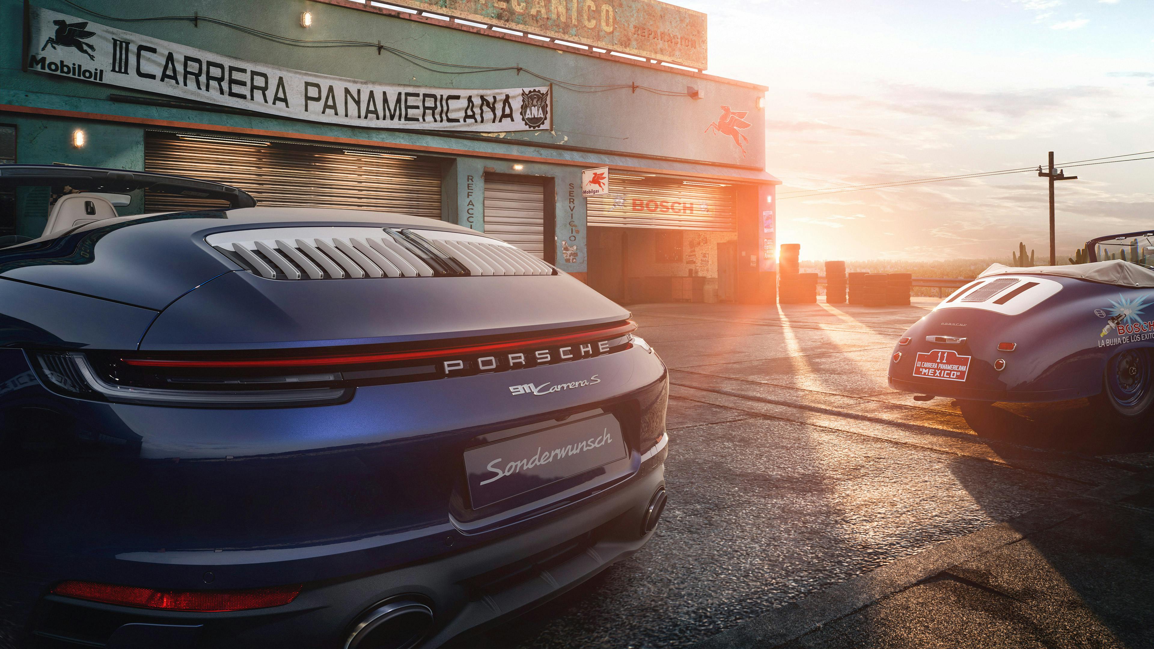 Diverse views of the Porsche 911 Carrera Panamericana.