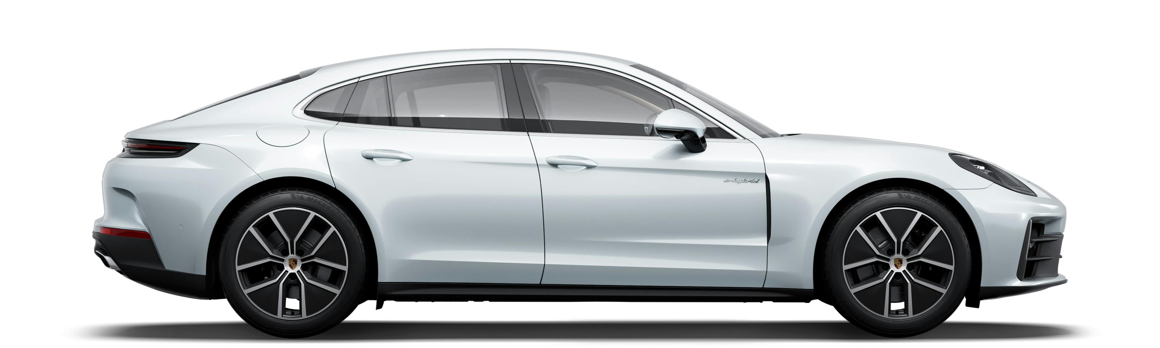 Porsche Panamera 4 E-Hybrid against a white background.