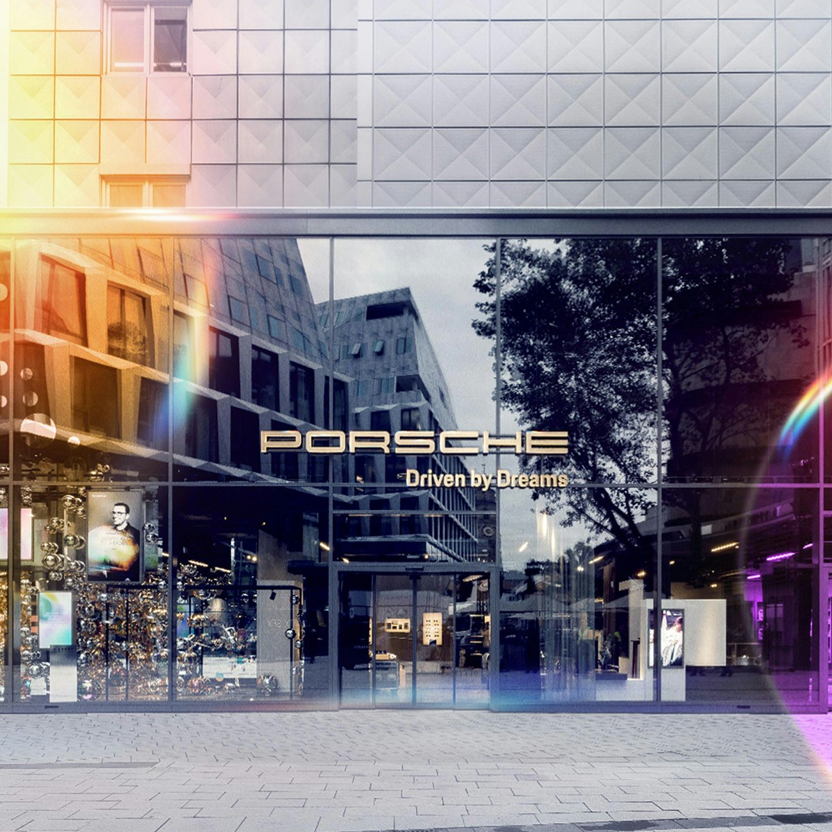 Teaser Brand Store: Blick auf das Gebäude des Porsche Brand Store
