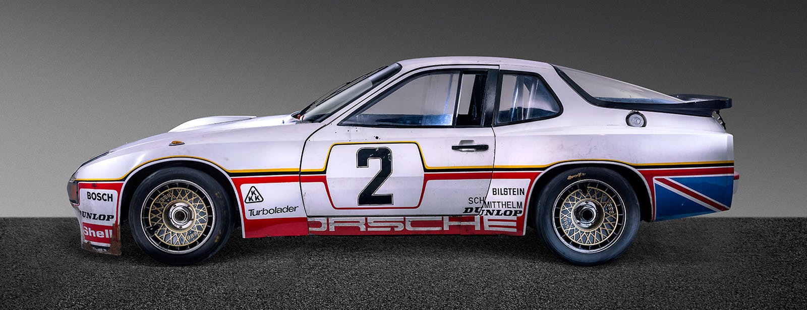 Side view of the Porsche 924 GTP before restoration.