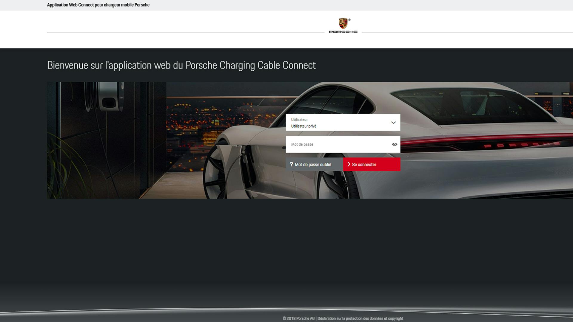 Saisissez vos nom d’utilisateur et mot de passe pour vous connecter à l’application Web Mobile Charger Connect.