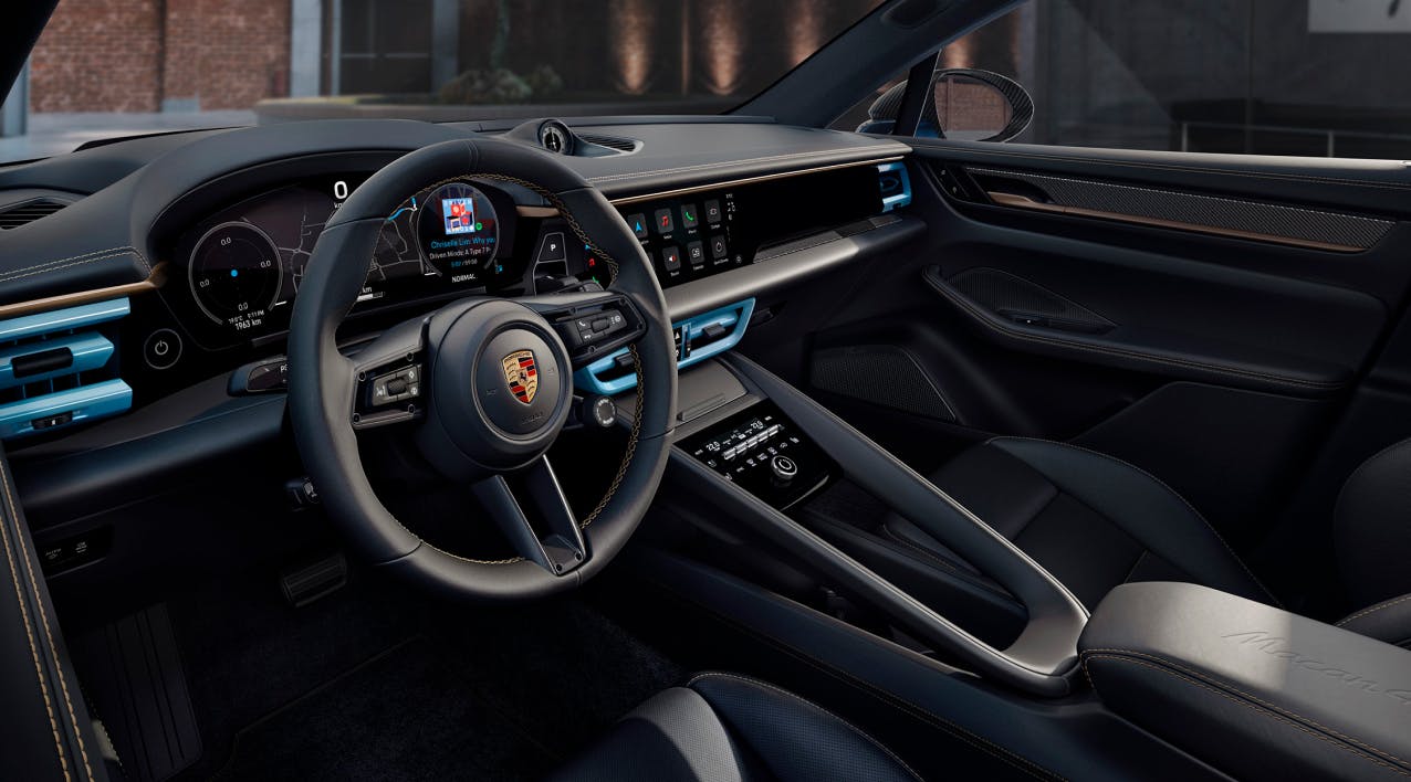 View into the cockpit of the Porsche Macan.