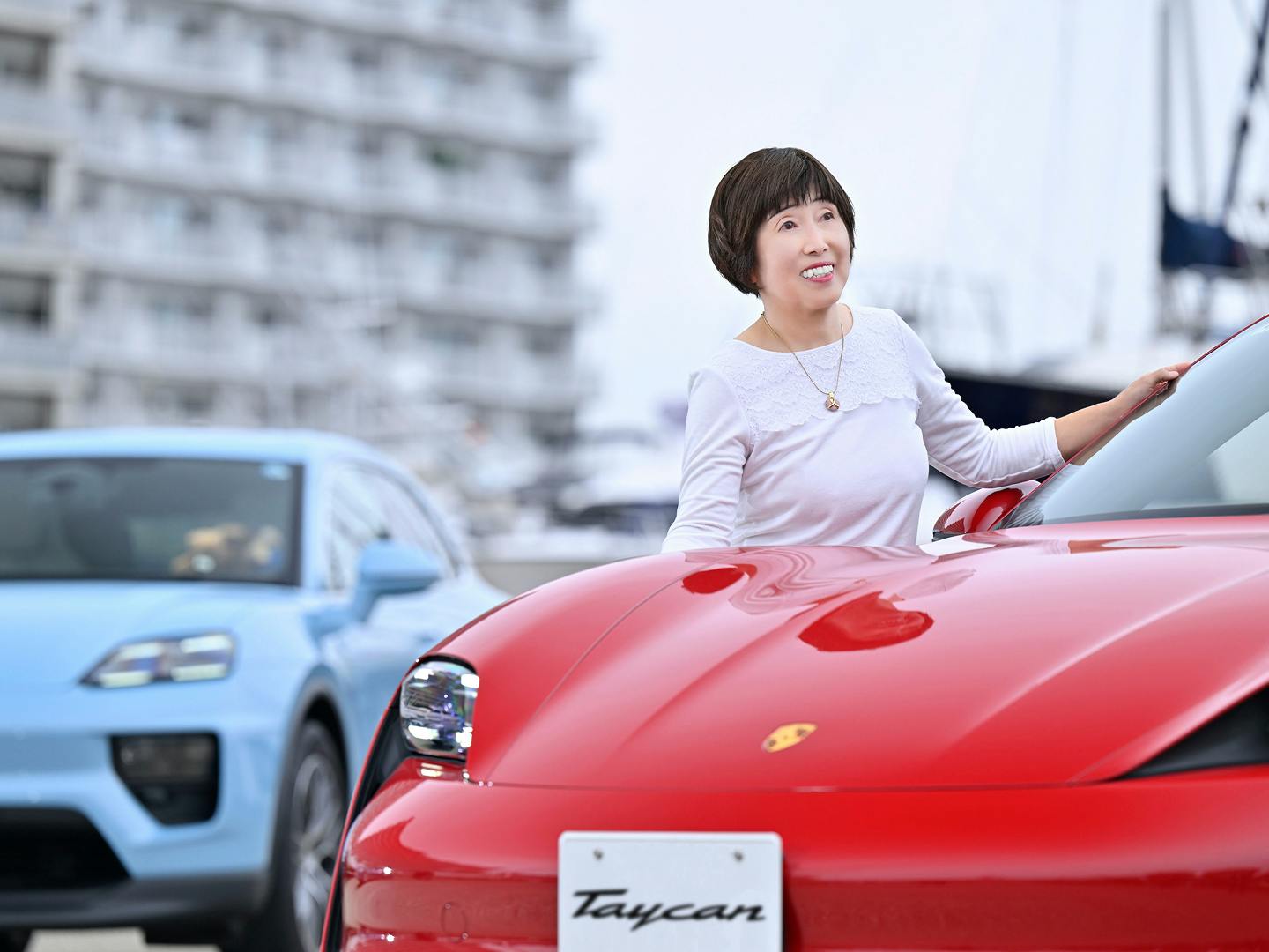 オーナーIさんとタイカンとマカンとの撮影の様子