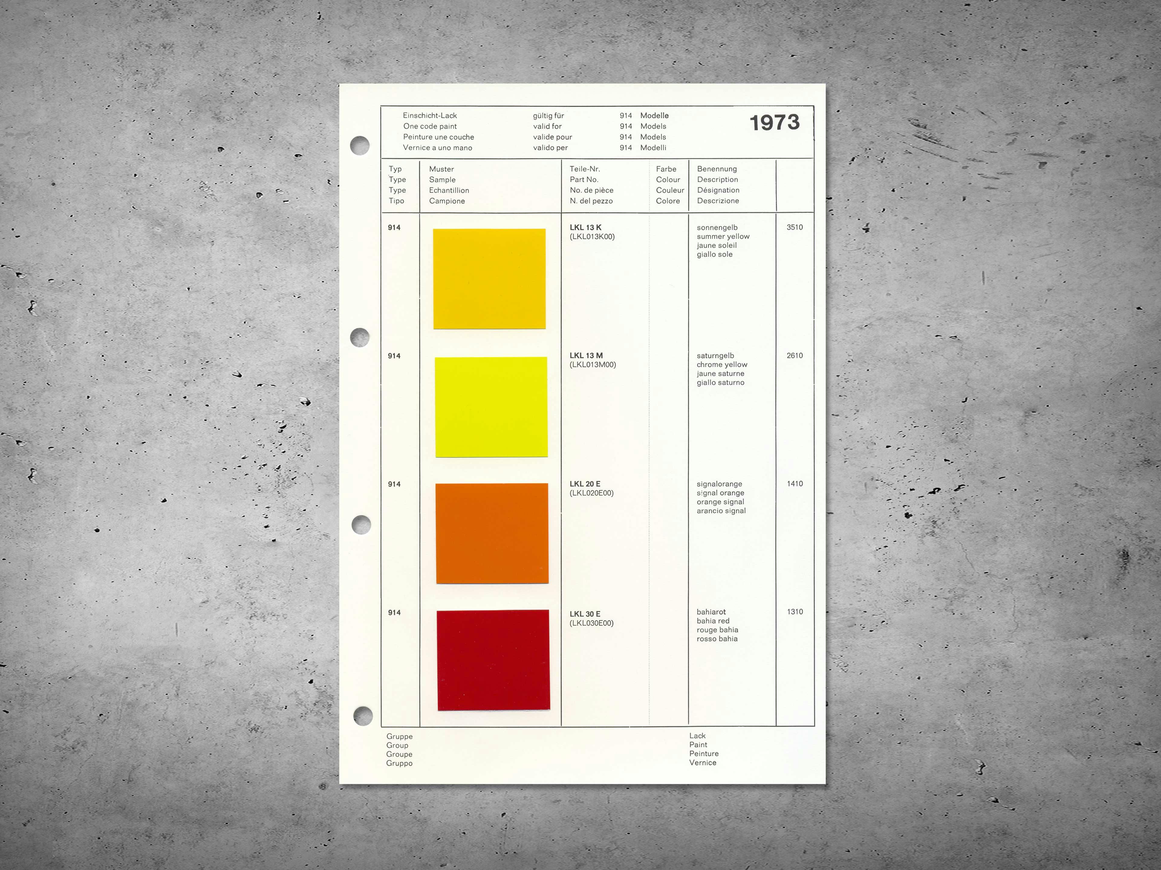 914 Colour information MY 1973