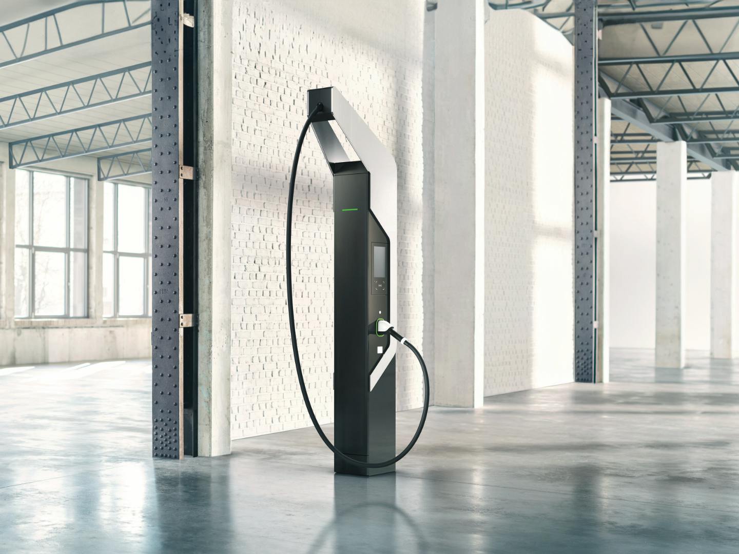 Illustration of the Porsche Turbo Charger fast charging station.