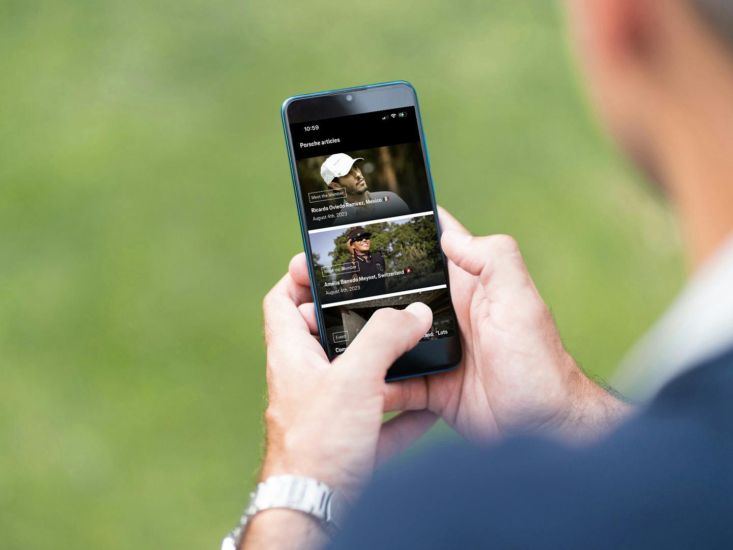 A golfer using the PGC app.