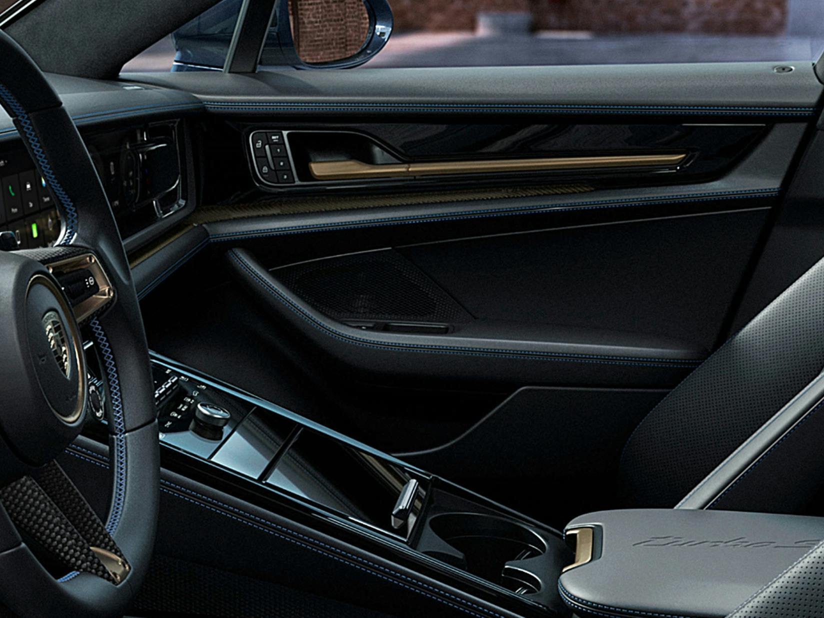 Vista del puesto de conducción del Panamera Turbo S E-Hybrid de Porsche Exclusive Manufaktur.