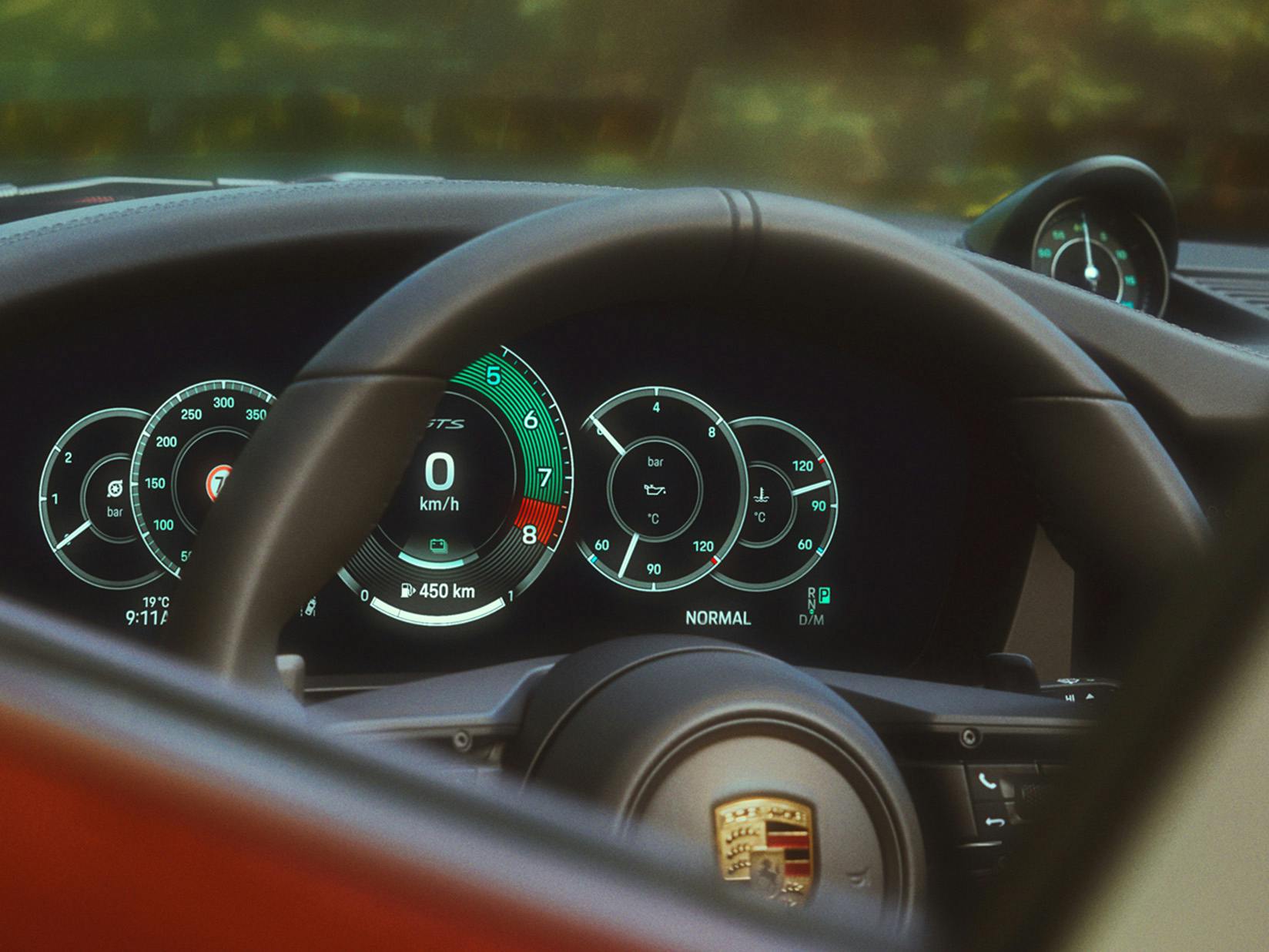 Detailansicht des Kombiinstruments im Heritage Design in einem Porsche.