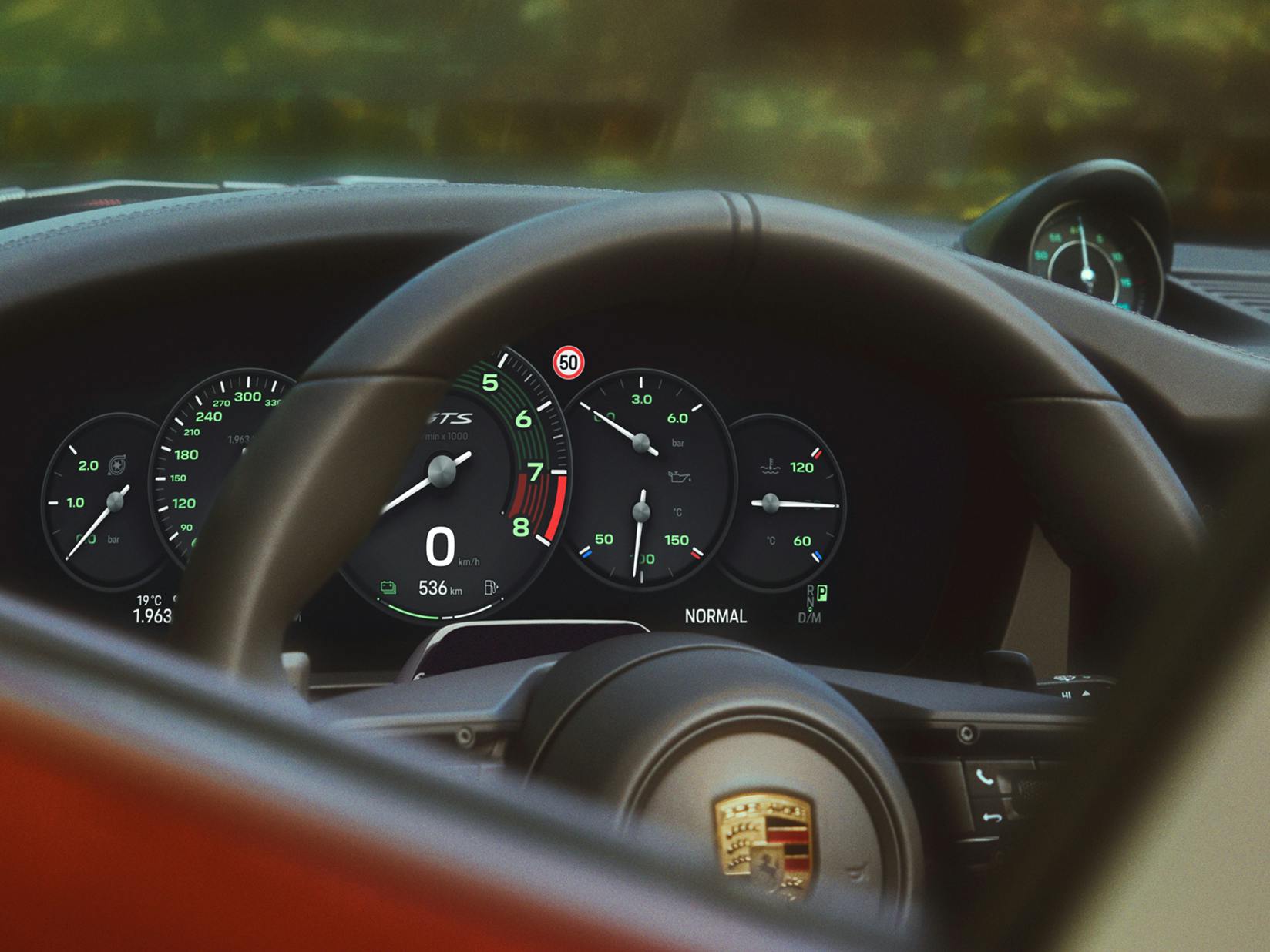 Detailansicht des Kombiinstruments im Heritage Design in einem Porsche.