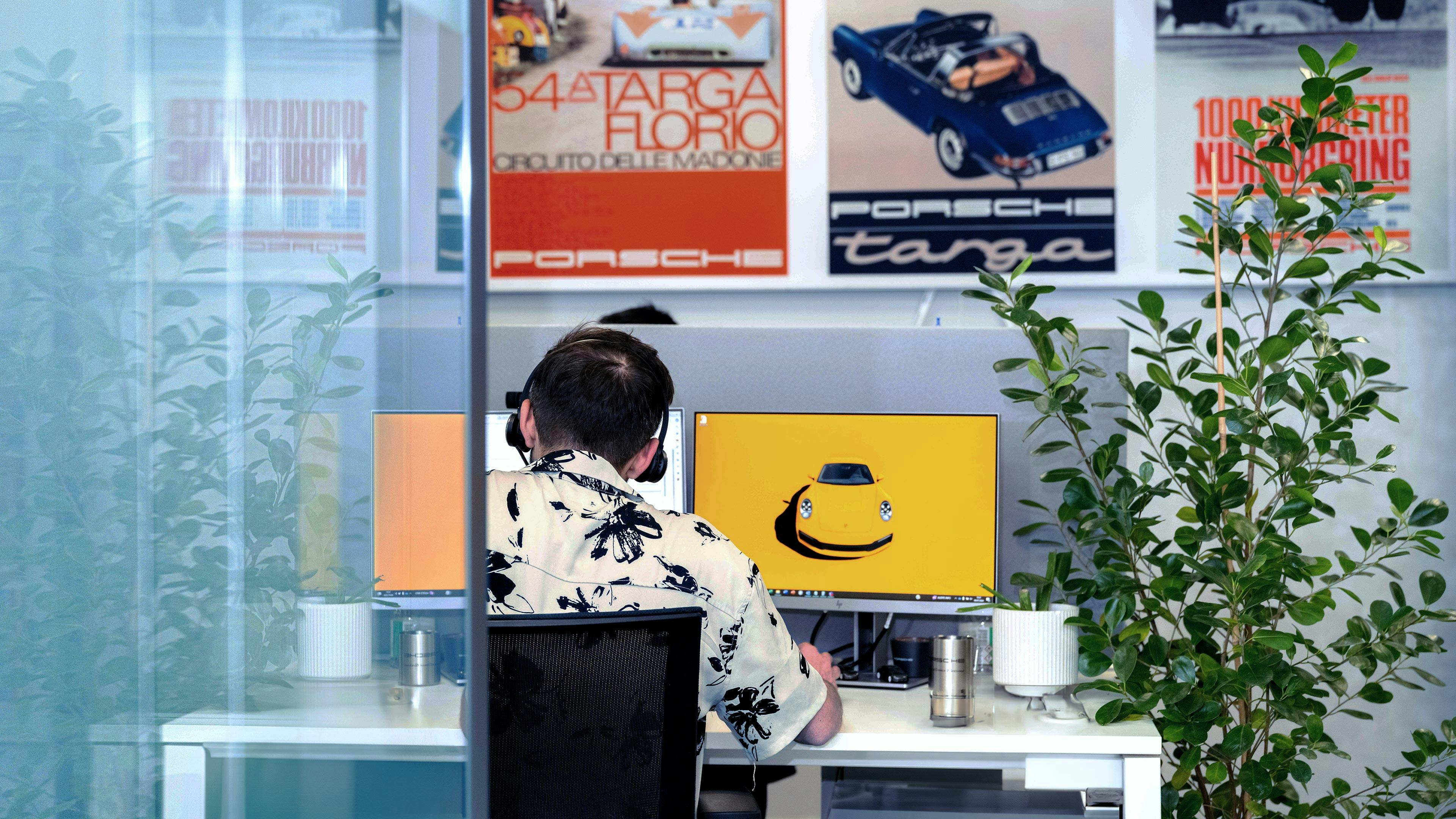 A man working on his computer.