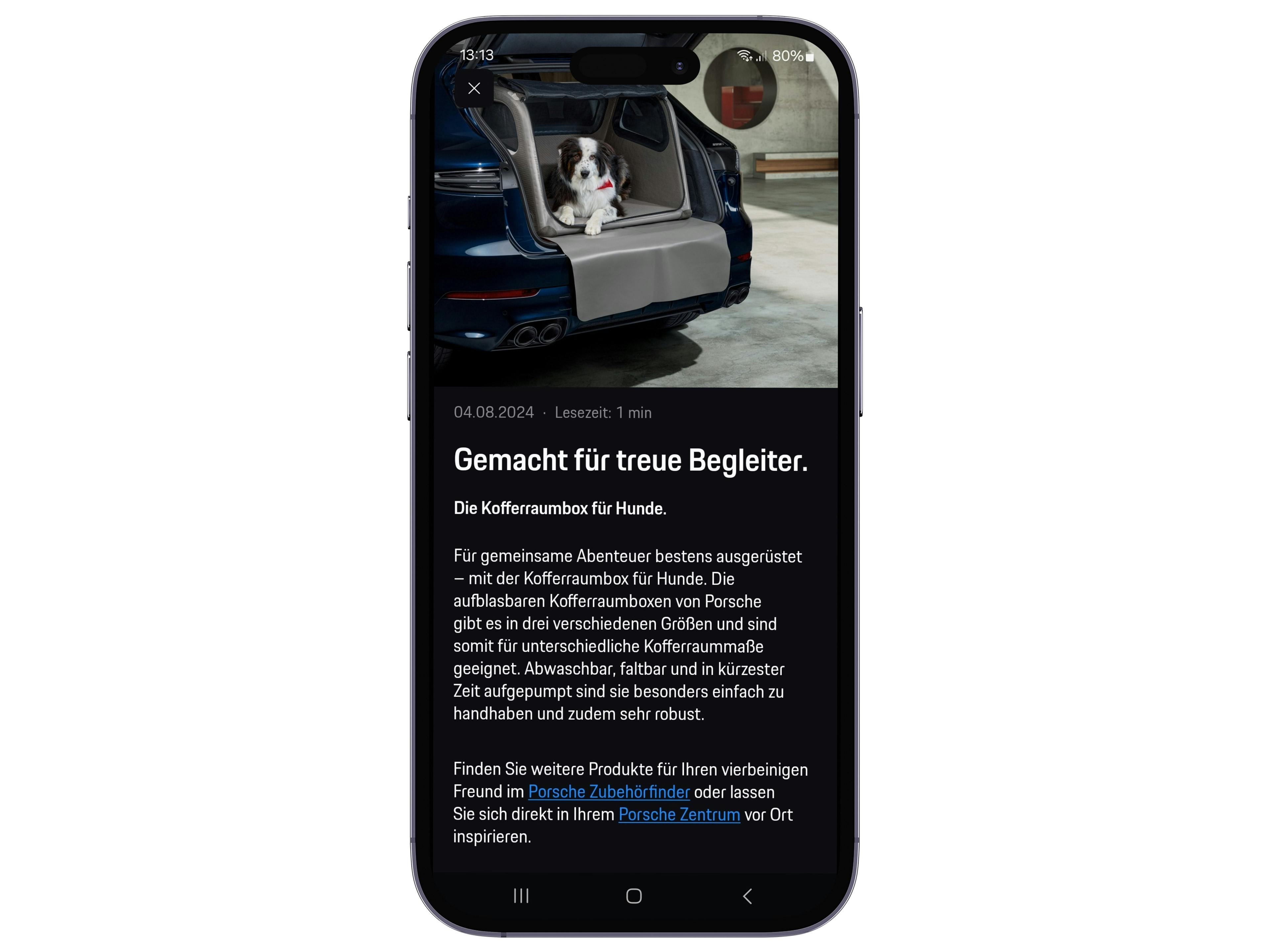 Les fonctions de l'application My Porsche sont présentées sur un écran de l'iPhone.