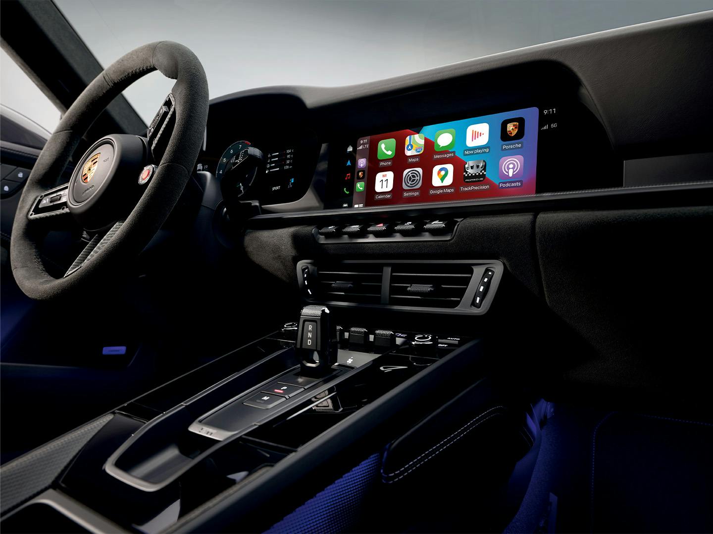 L'intérieur d'une Porsche.