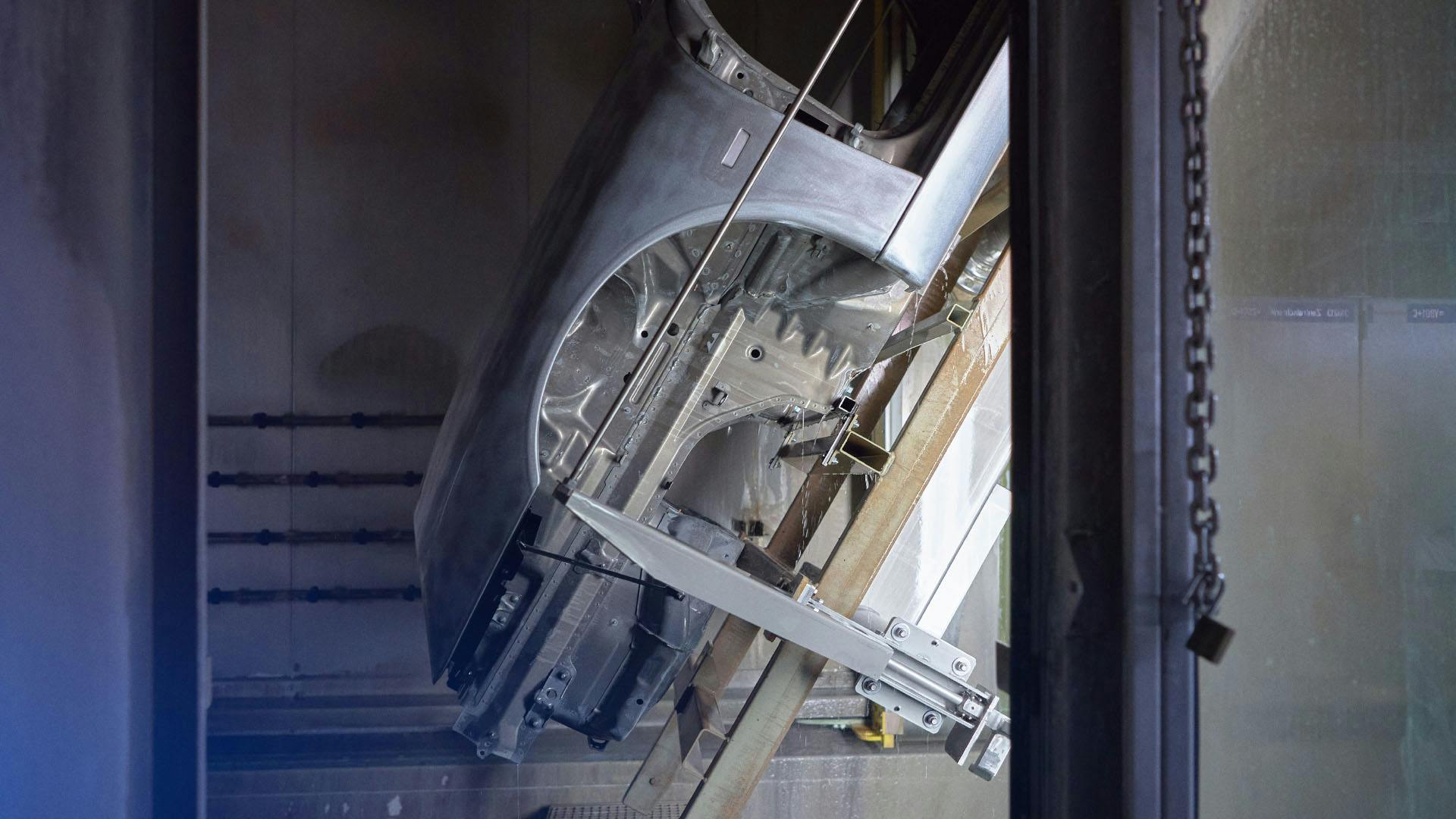 Workshop scene: Porsche body-in-white