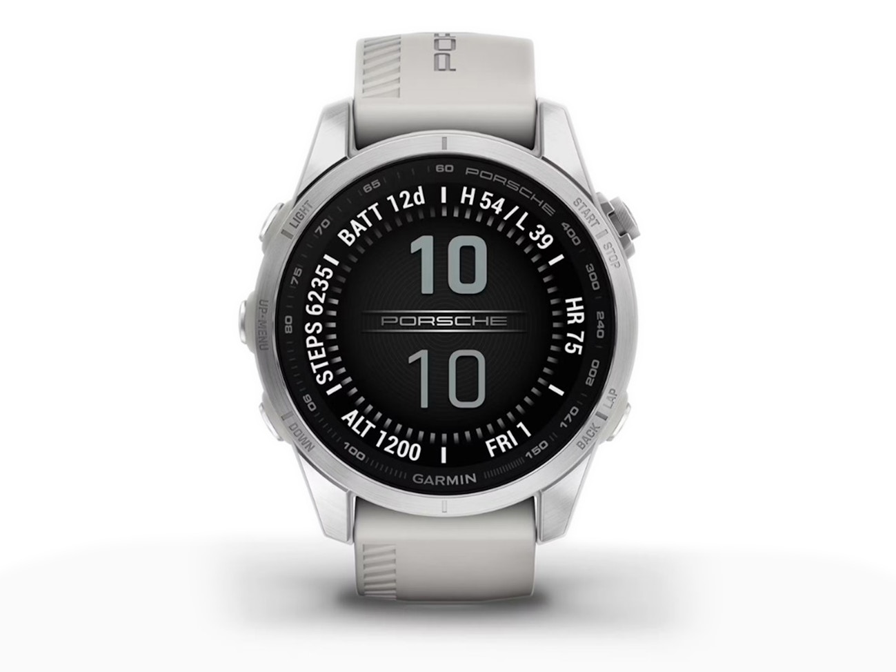 GPS multisport smartwatch with unique Porsche details and extensive fitness and health features.