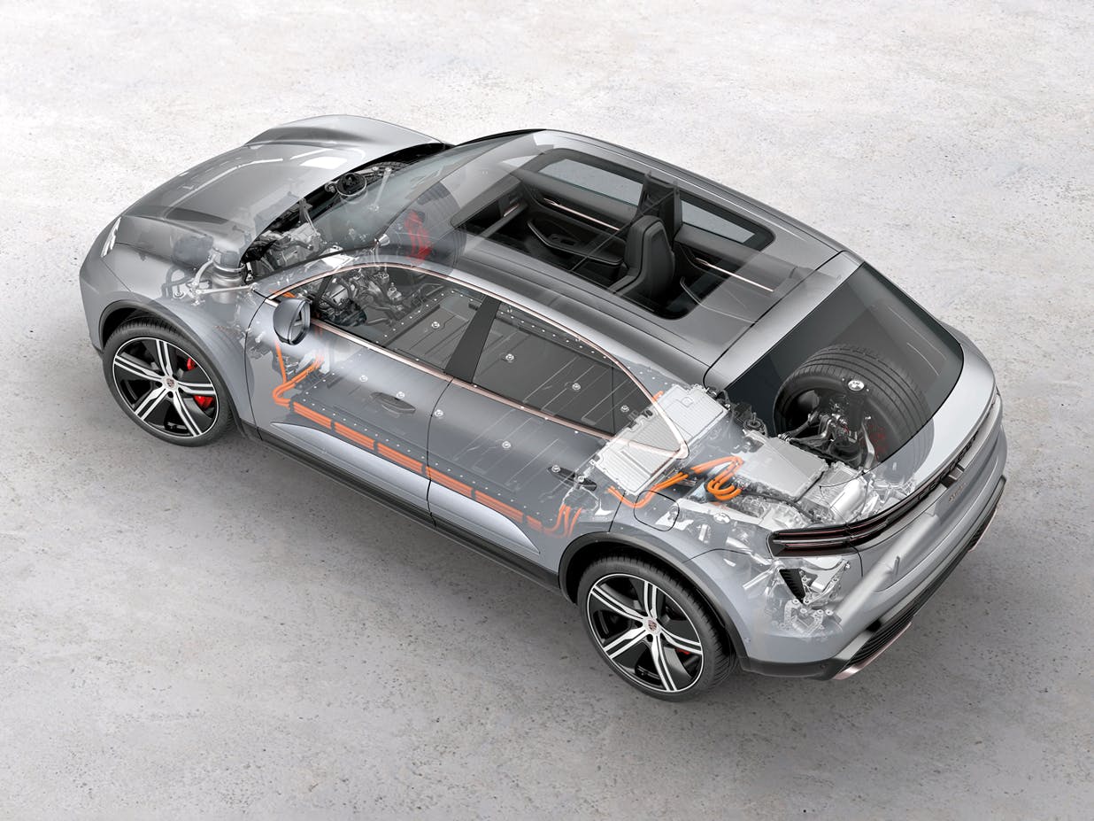 Translucent image of a Porsche Macan.